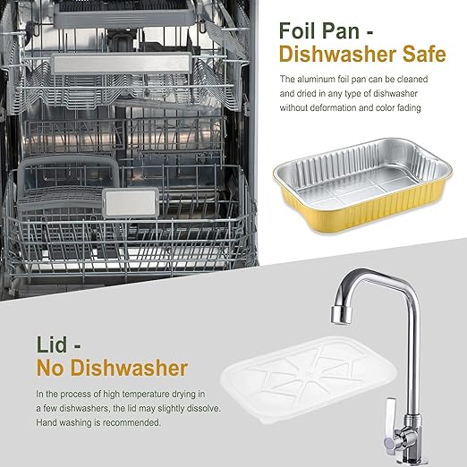 13"x 8.9" 7.5LB Sturdy Aluminum Foil Pans with Lids and Handle (5 Pack), 2X Thicker Heavy Duty, Dishwasher, Reusable Microwavable for Cooking, Baking, Reheating, Freezer, Oven, Recyclable