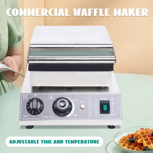1500W Commercial Waffle Maker 6Pcs Rectangle Waffle Maker Machine Double Sided Nonstick Electric Waffle Iron Waffle Baking Machine for Snack Bar, Restaurant, Bakery, Home