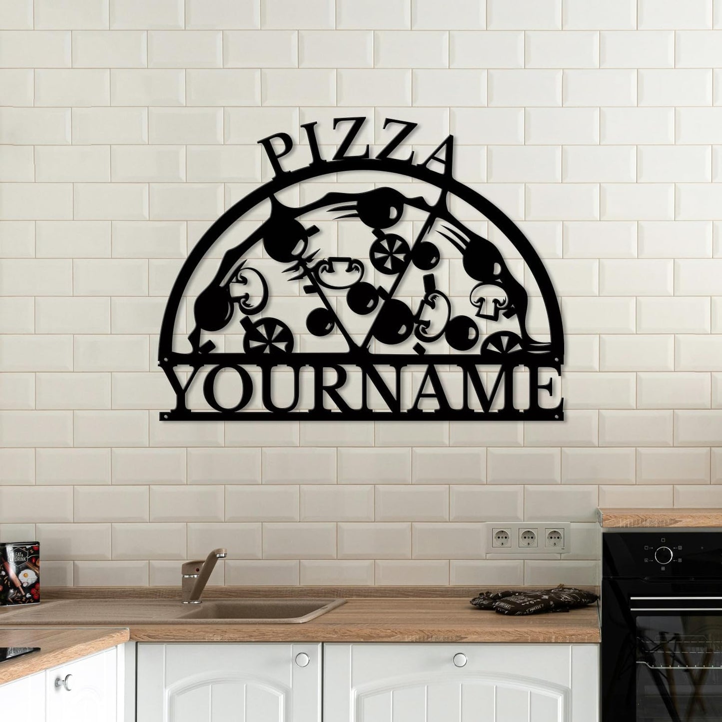magilab Personalized Pizza Metal Sign, Custom Kitchen Wall Decor for Home & Outdoor, Food Lover Gift (Style F)