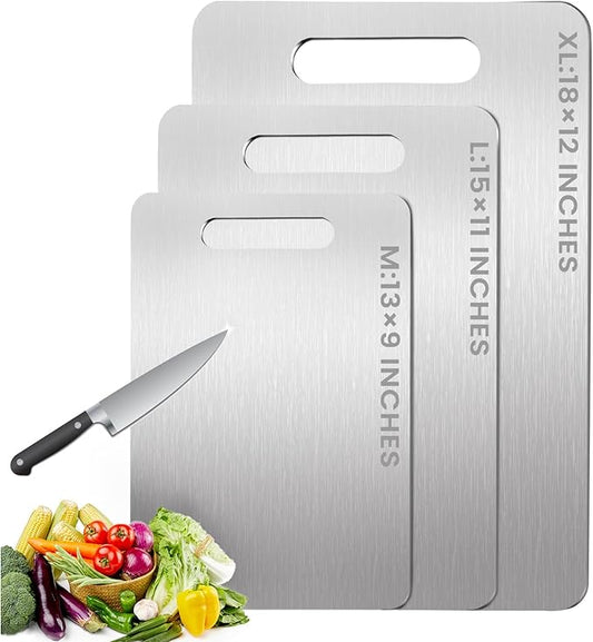 100% Pure Titanium Cutting Board - 15x11 Inch Non-Slip Kitchen Chopping Board, Dishwasher Safe, Scratch Resistant, Easy to Clean, Durable & Hygienic