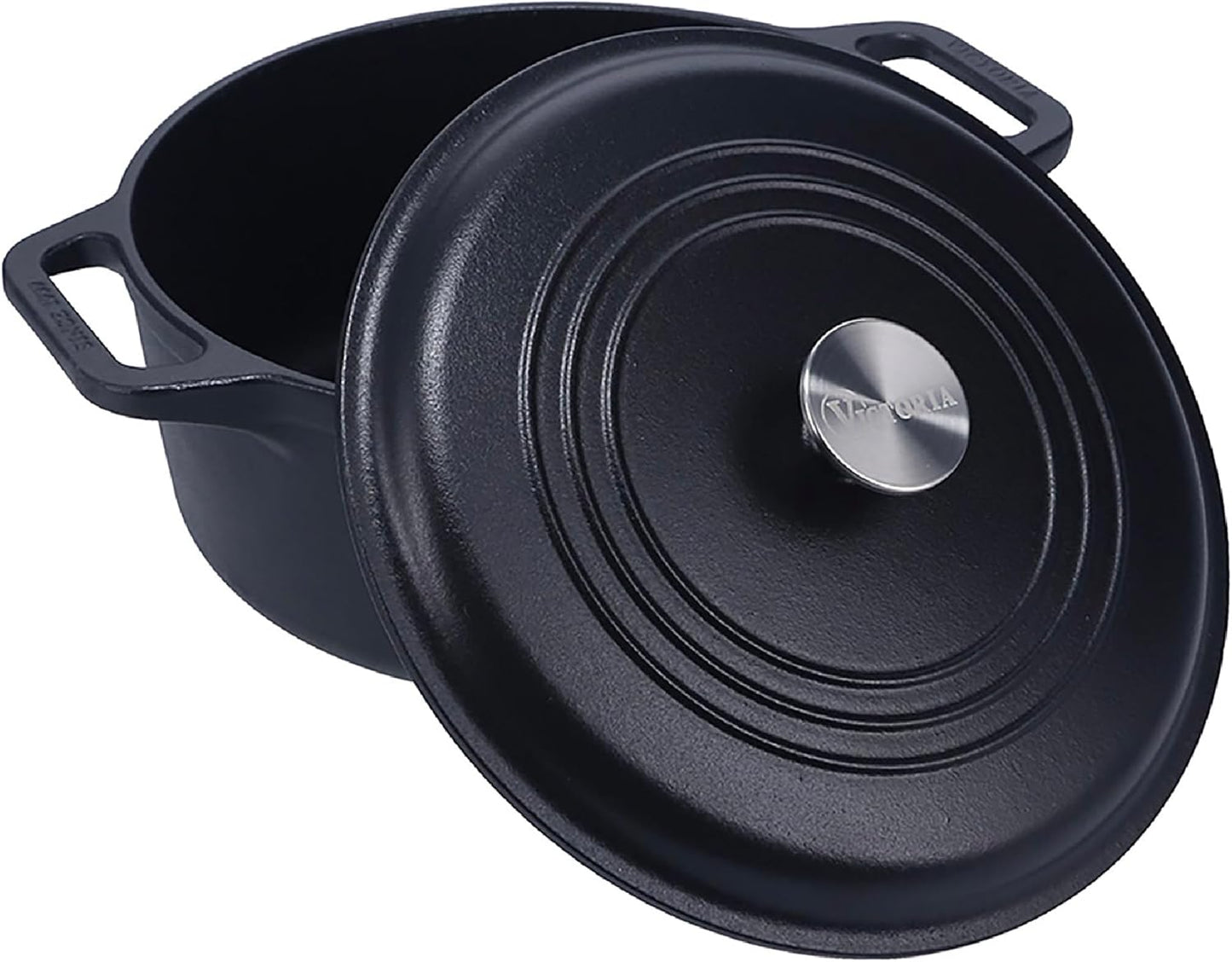 Victoria 6-Quart Cast Iron Dutch Oven with Lid and Dual Loop Handles, Seasoned with Flaxseed Oil, Made in Colombia,Black