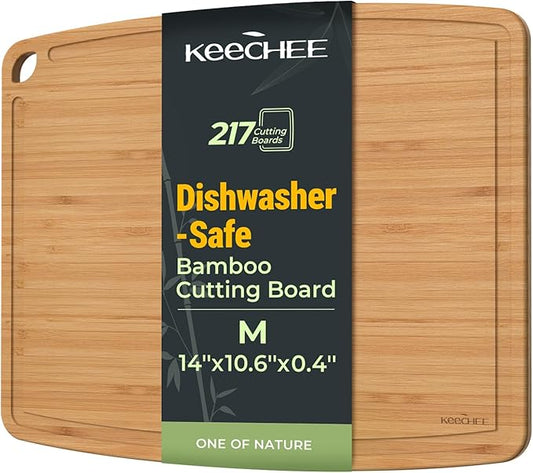 Dishwasher Safe Durable Lightweight Bamboo Wood Cutting Boards for Busy Kitchen, Easy Storage & Clean Wooden Chopping Boards Reversible with Juice Groove, Kitchen Gift for Home Cooks