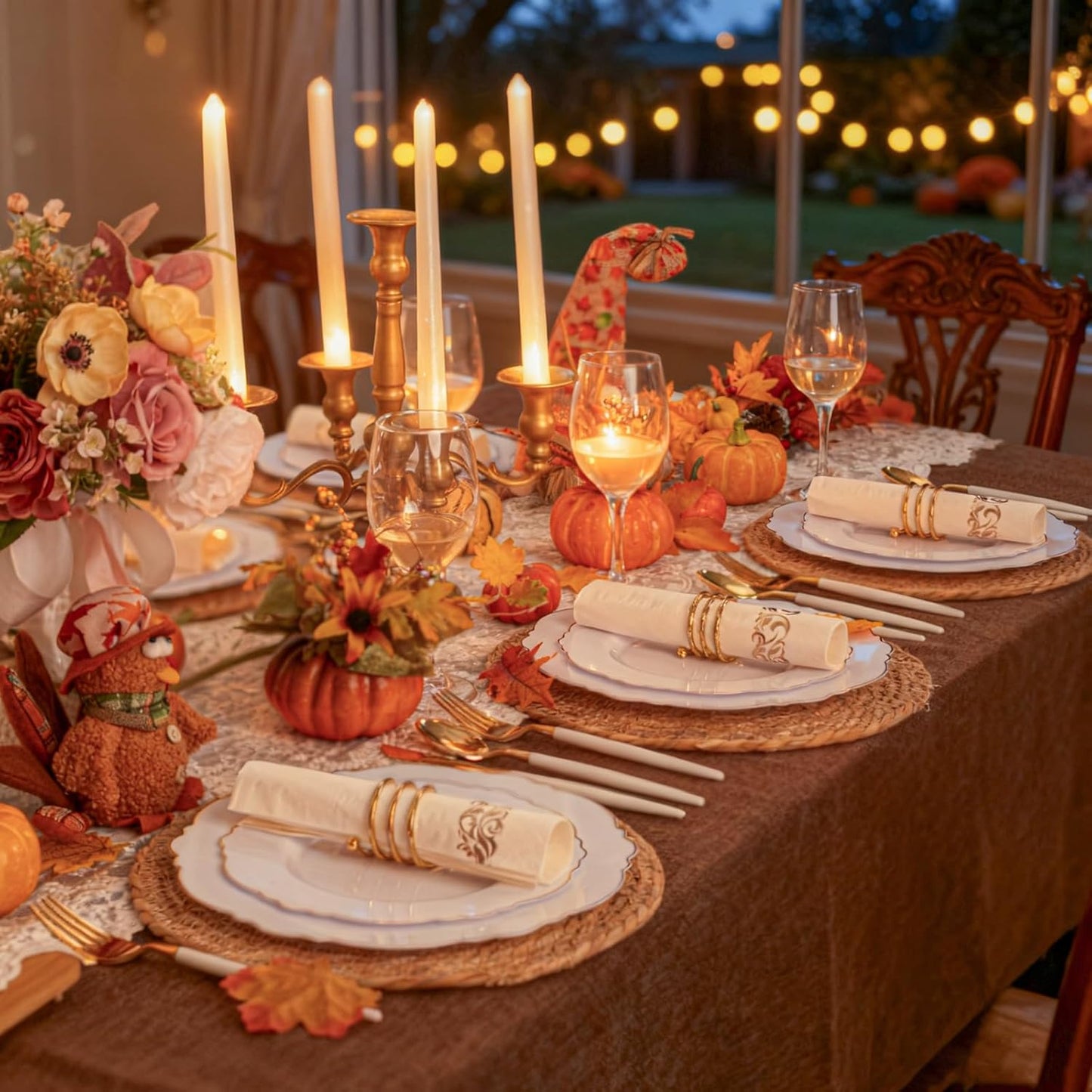 WDF 60pcs Gold Dessert Plates-7.5inch Baroque White and Gold Small Plastic Plates/Disposable Dessert/Salad/Cake/Appetizer Plastic Plate for Upscale Thanksgiving Parties/Wedding/Birthday