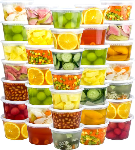 60 Sets (120-Piece) Deli Containers with Lids 16 oz, Leak-Proof & BPA Free Airtight Takeout Plastic Food Storage Containers for Soup, Freezer/Microwave/Dishwasher Safe