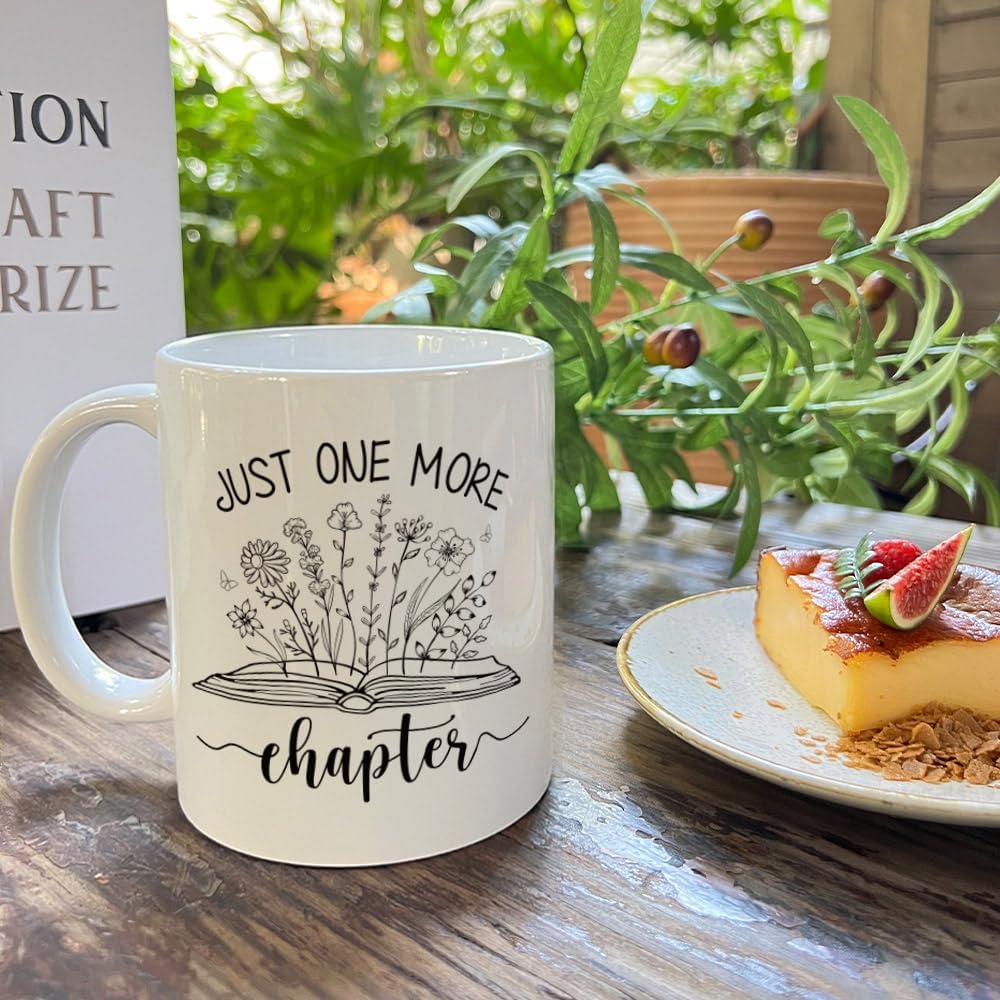 Book Lover Mug Gifts for Women - Just One More Chapter Coffee Mug 11Oz - Novelty Mug Gifts for Writer - Mothers Day Gift - Reading Mug Gifts for Book Lovers - Bookish Mug Gifts for Readers, Librarians