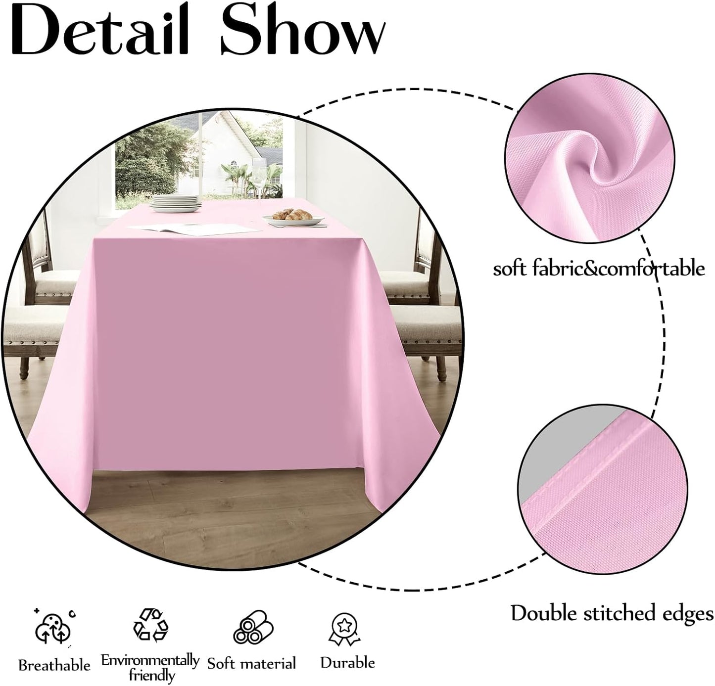 Rectangle Tablecloths 60x120 Inch 6 Pack Pink Tablecloth Washable Decorative Linen Polyester Table Cloths for Dining Table Banquets Buffet Parties and Wedding