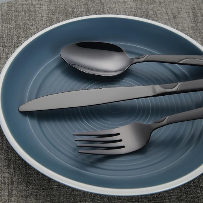 40-Piece Stainless Steel Flatware Set - Heavy Duty 430 Stainless Steel Cutlery Set, Include Knives, Forks, and Spoons for 8 People, Dishwasher Safe