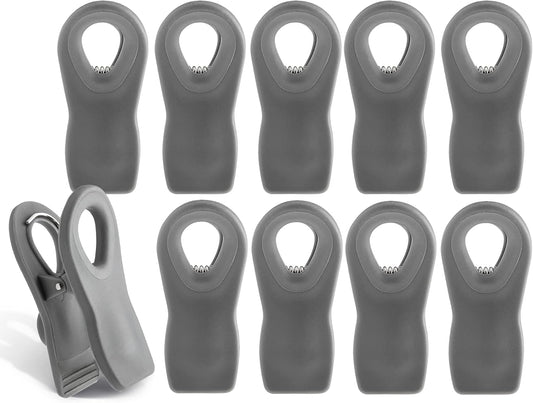 COOK WITH COLOR Bag Clips with Magnet- Food Clips, Chip Clips, Bag Clips for Food Storage with Airtight Seal Grip for Bread Bags, Snack Bags and Food Bags (Gray, Pack of 10)