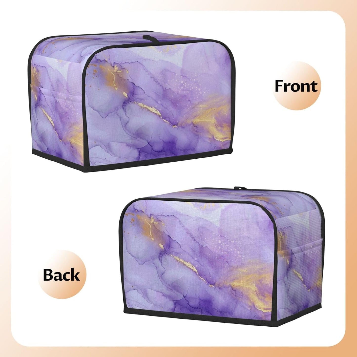 Toaster Cover 2 Slice Pastel Purple Marble Kitchen Small Appliance Covers with Pockets Dust and Fingerprint Protection