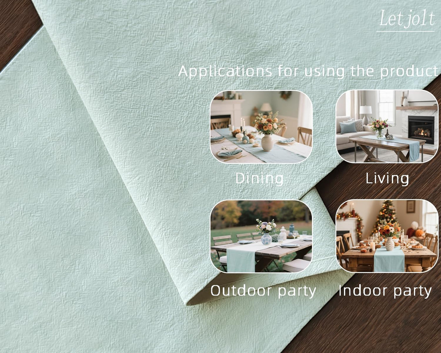 Letjolt Mint Green Table Runner 72 Inches Rustic Farmhouse Table Runner Cotton Runner Plain Table Decor