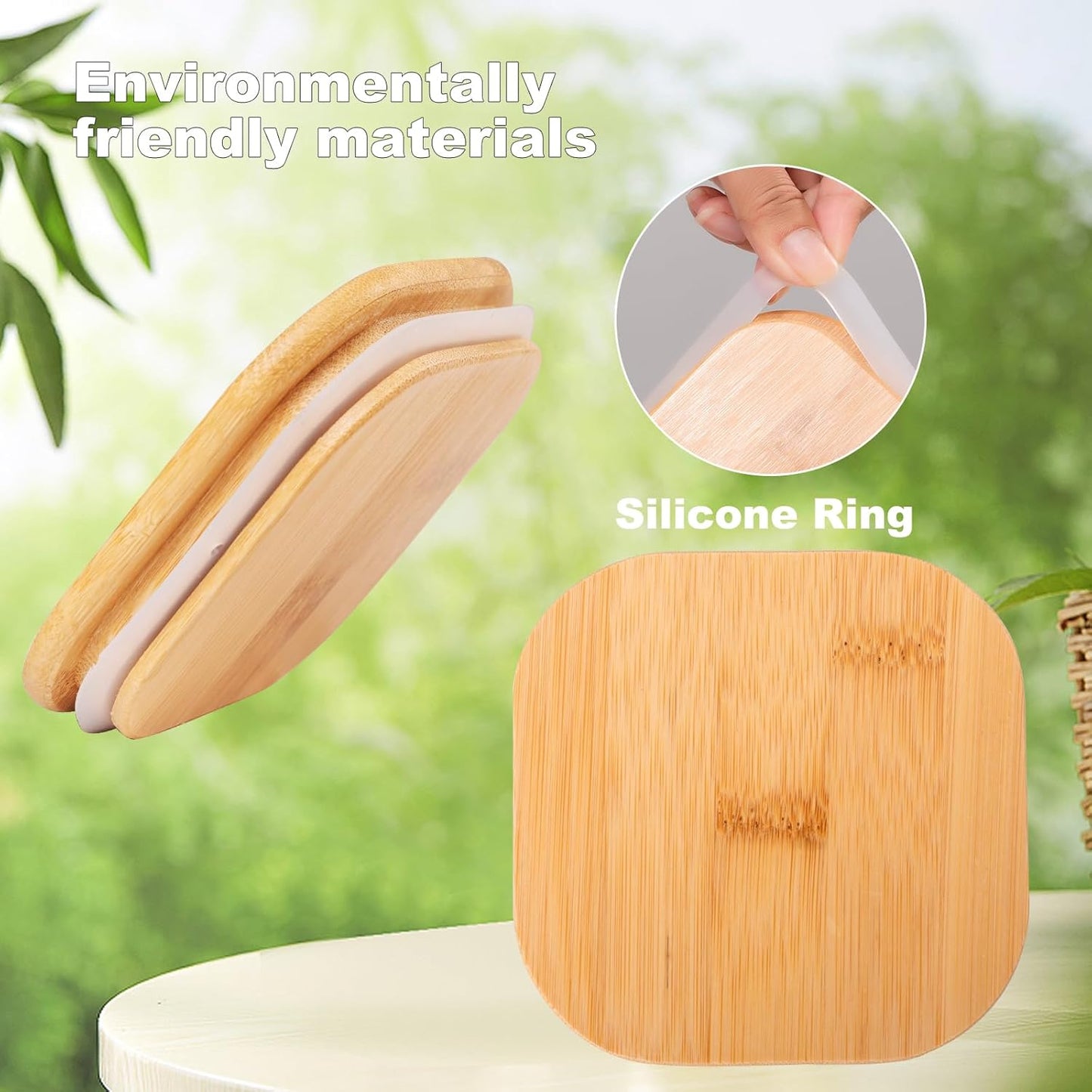 Liuruiyu Glass Food Storage Jars 37 oz Set of 6,Glass Storage Containers Clear Glass Food Canister with Bamboo Lid Airtight For Serving Tea,Coffee,Flour,Sugar,Candy,Cookie,Spice and More (Square)