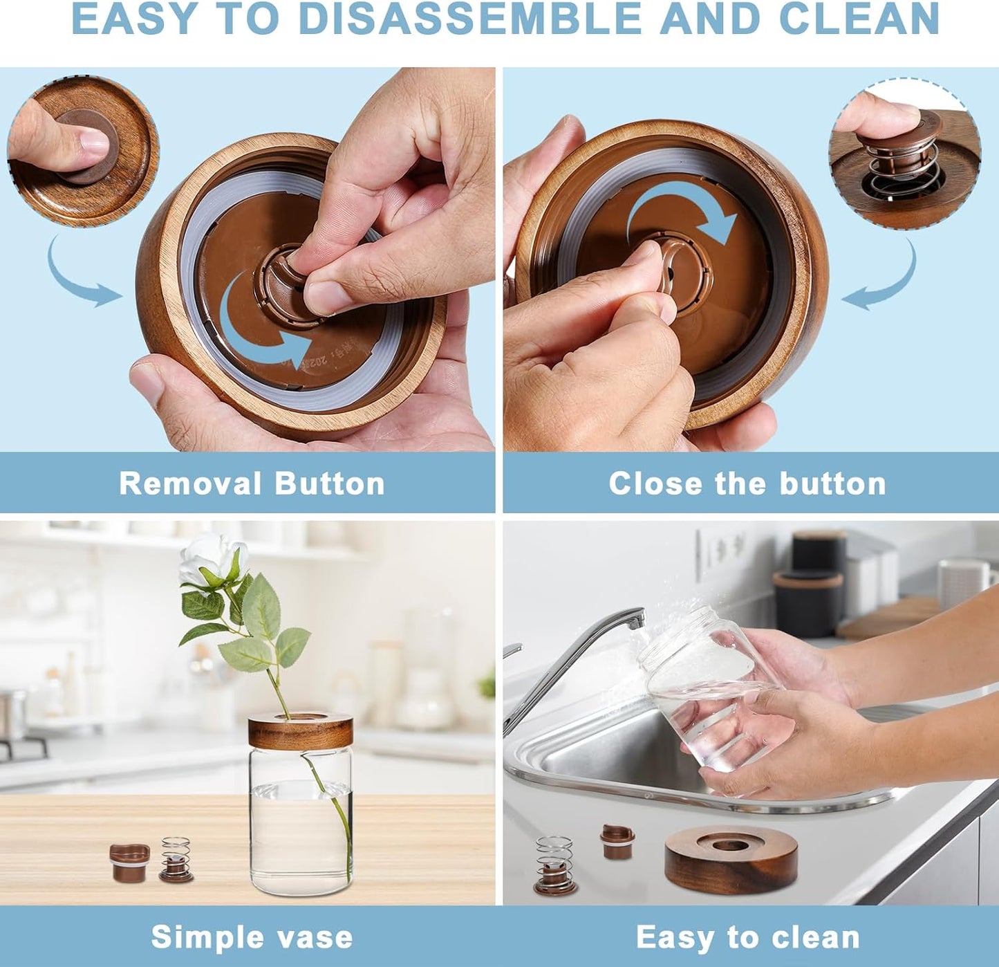 Glass Spice Jars Seasoning Containers Small Glass Jars with Lids Airtight Food Storage Canister for Kitchen Pantry Sugar Tea Coffee Bean Nuts Cookies Herbs Salt (30oz(900ml)*1 pack)