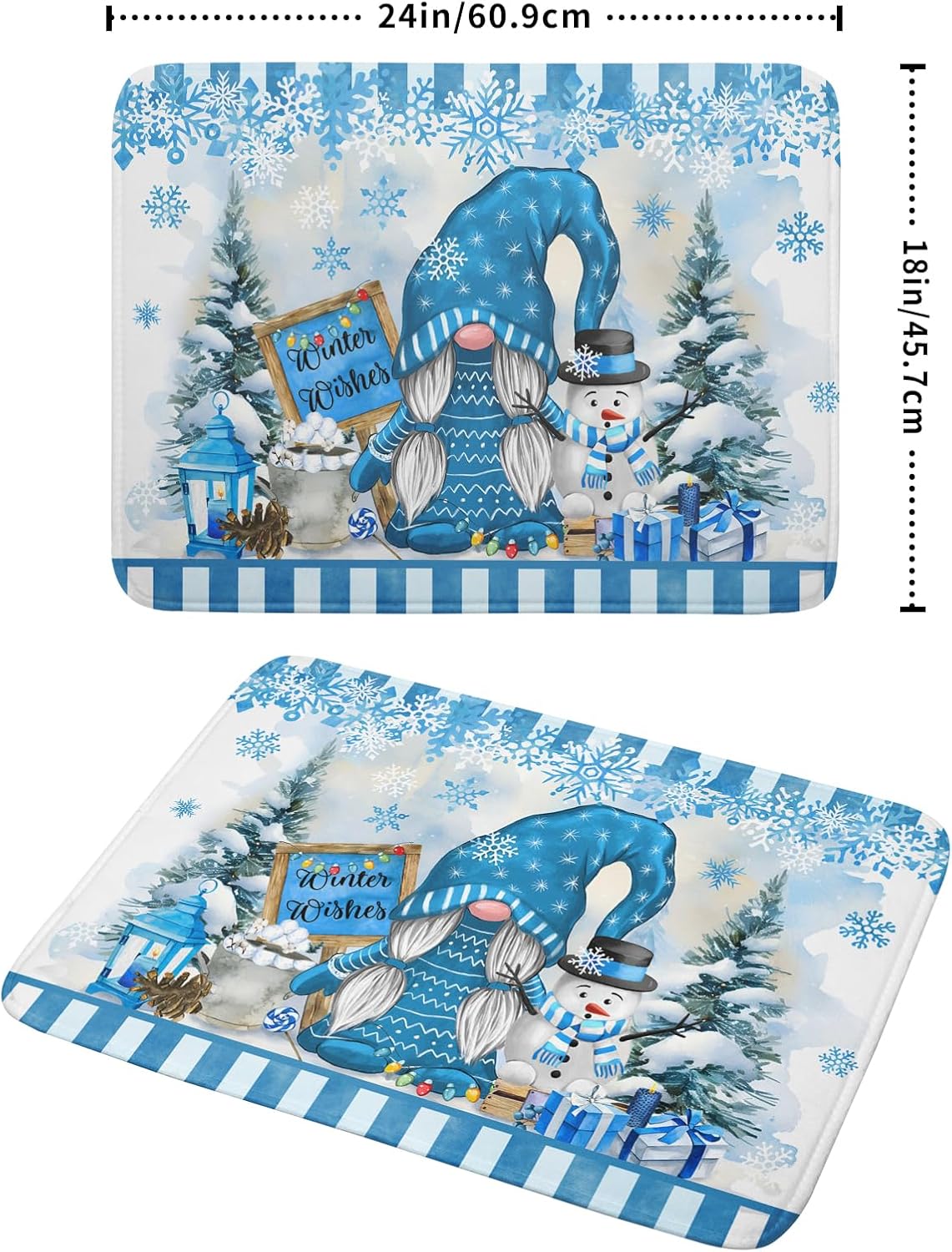 Winter Gnome Dish Drying Mat for Kitchen Counter Christmas Tree Snowman Snowflake Dish Drainer Farmhouse Dish Drainer Rack Mats Pad Heat Resistant Foldable Absorbent, 24x18 Inch