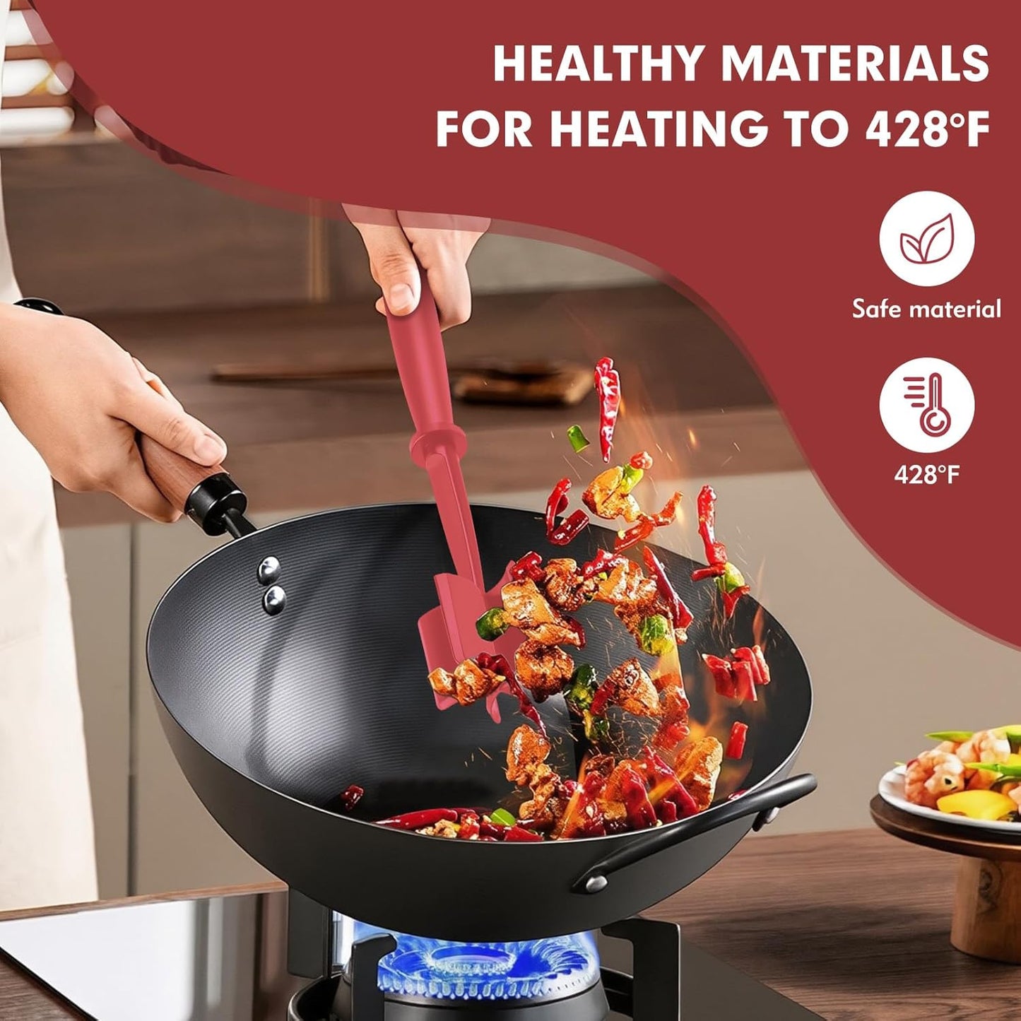 2Pcs Ground Beef Chopper Tool, Meat Masher Ground Beef Heat Resistant Meat Spatula Chopper Hamburger Meat Chopper, Black+Red