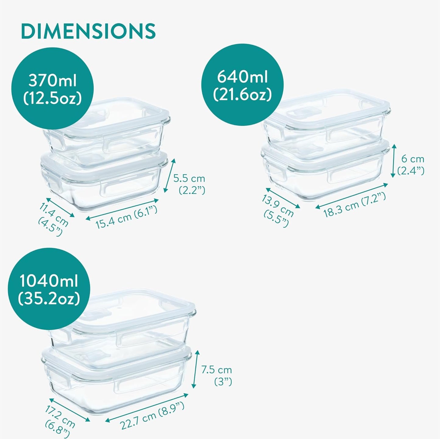 Navaris Glass Food Storage Containers with Lids - Set of 6, Airtight & Lockable - Reusable Meal Prep Containers for Lunch, Leftovers & Picnic - Microwave, Dishwasher & Oven Ready