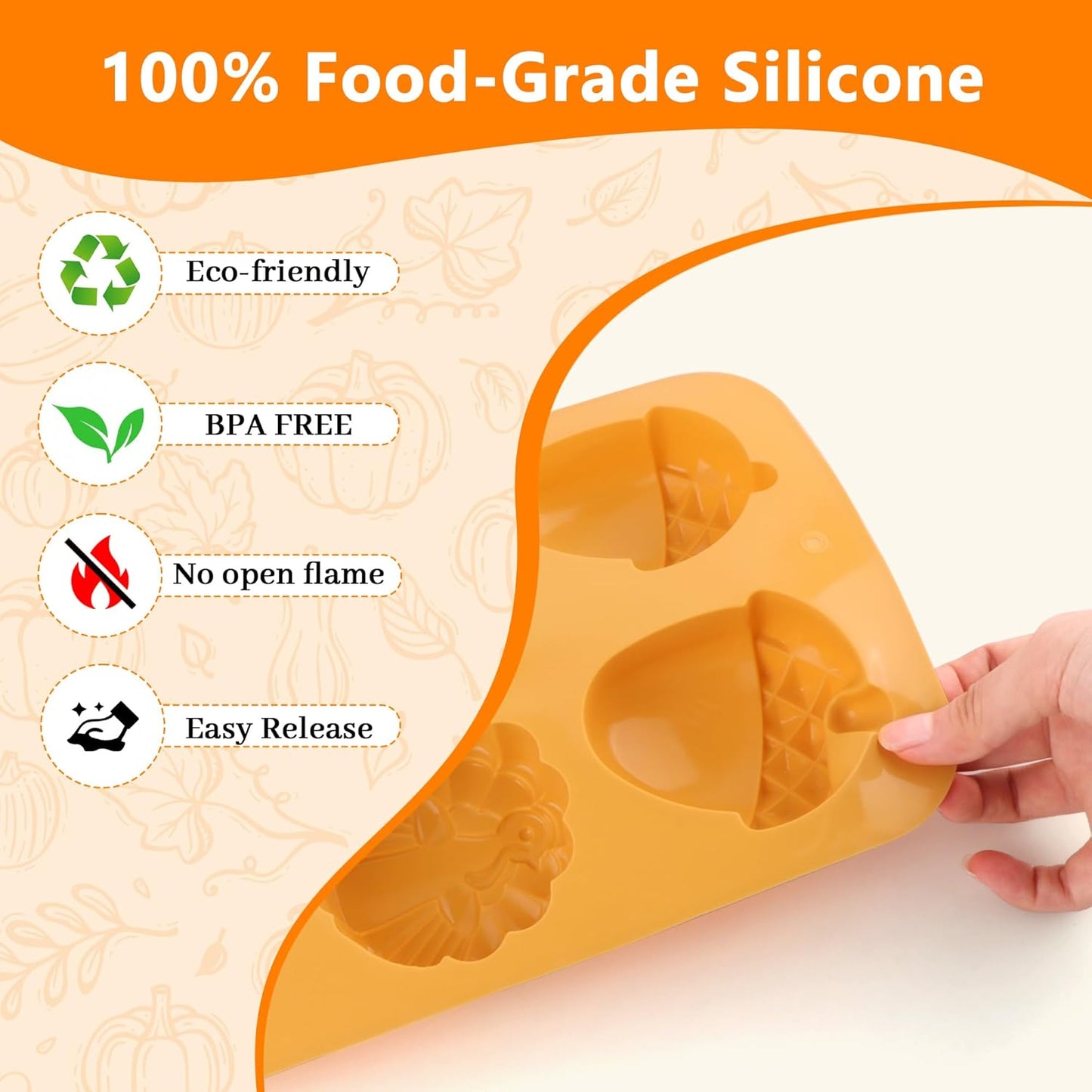 3-Pack 6-Cup Silicone Muffin Pans, Nonstick Cupcake Baking Molds, Muffin Cupcake Pans Molds for Baking, BPA/PFA-Free, Dishwasher & Oven Safe - Orange