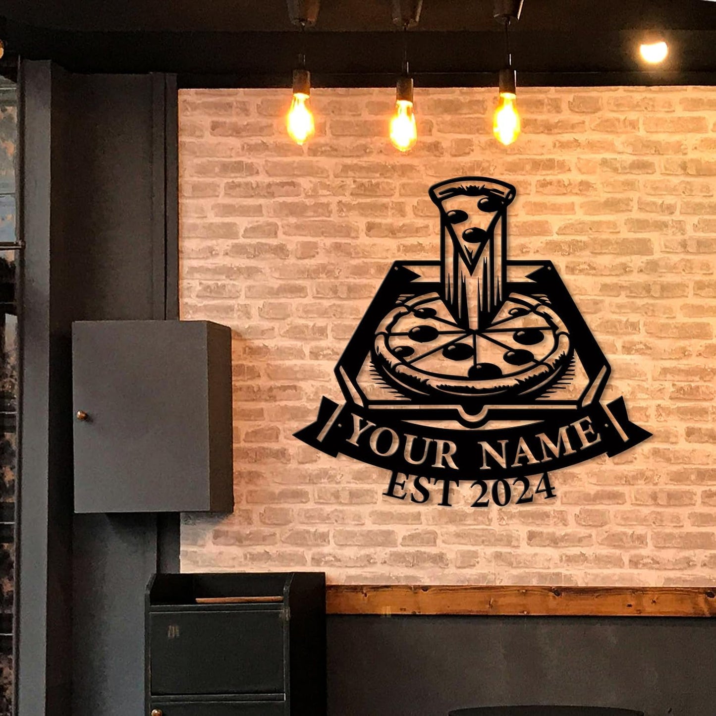 magilab Personalized Pizza Metal Sign, Custom Kitchen Wall Decor for Home & Outdoor, Food Lover Gift (Style B)