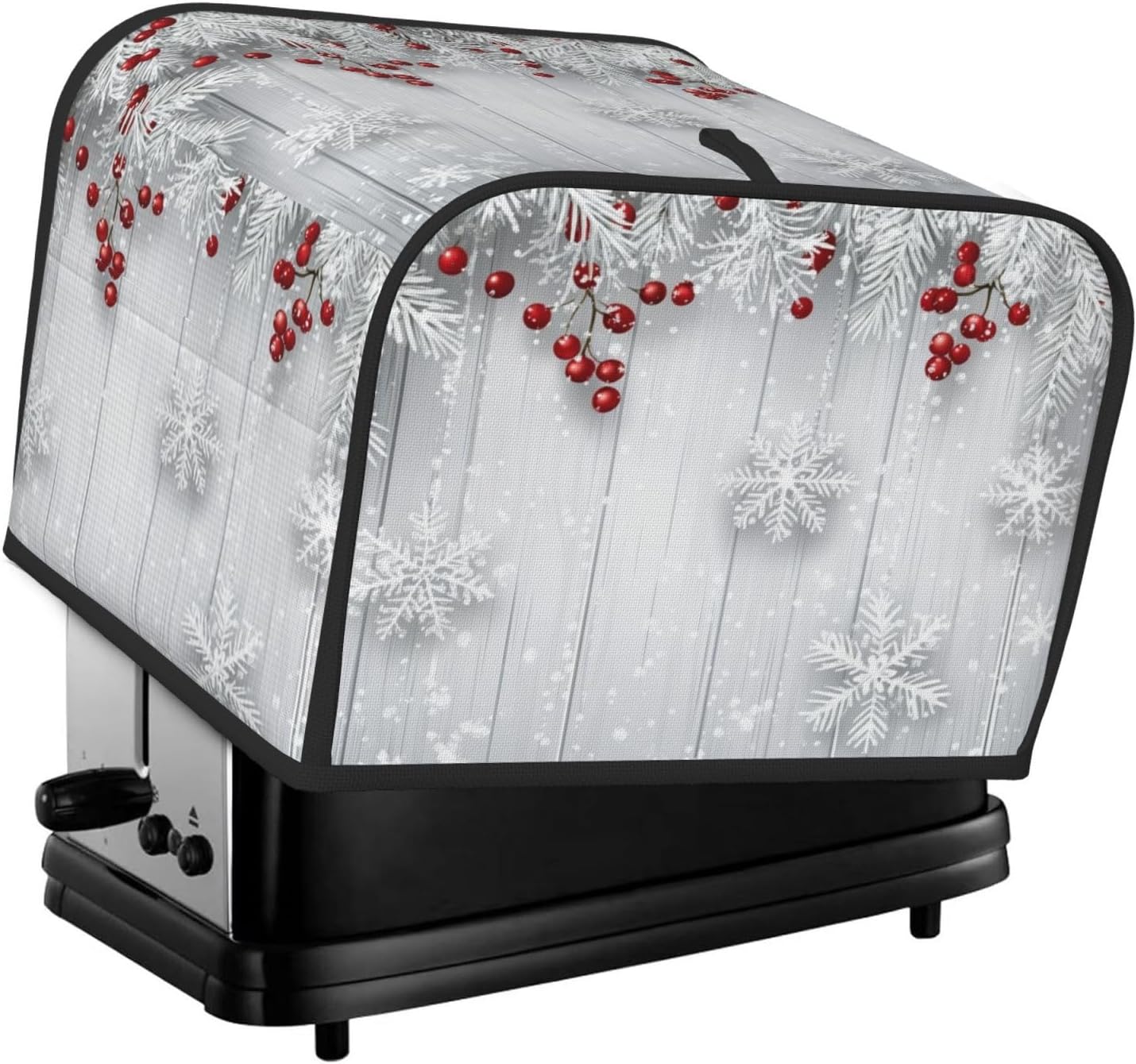 Toaster Cover 4 Slice Snowflake Winter White Berry Kitchen Small Appliance Covers with Pockets Dust and Fingerprint Protection