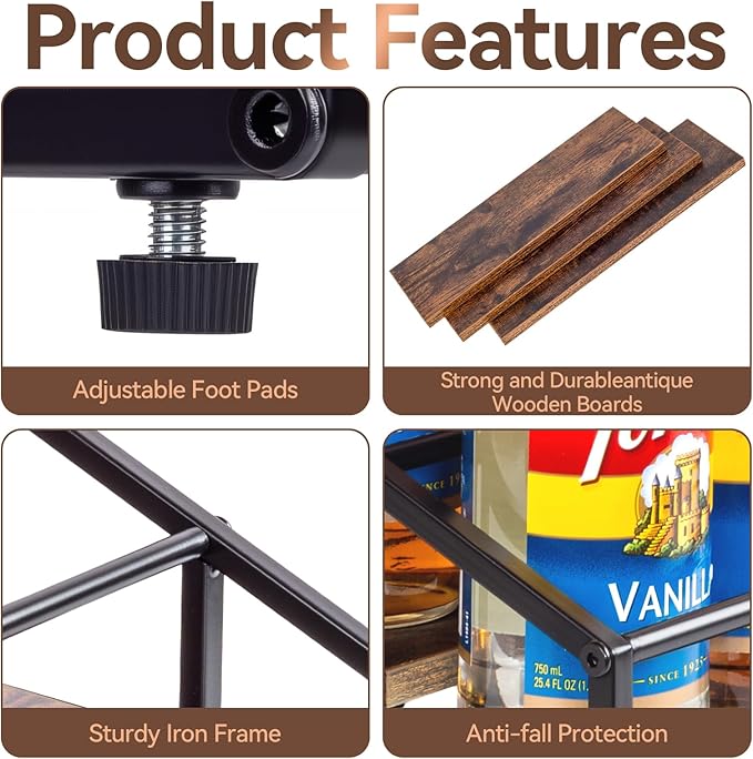 Coffee Syrup Organizer Rack, Liquor Bottle Display Shelf, 3 Tier 12 Syrup Bottles Holder Stand for Coffee Bar Kitchen Small Wine Rack for Family Storage for Syrup Wine Dressing