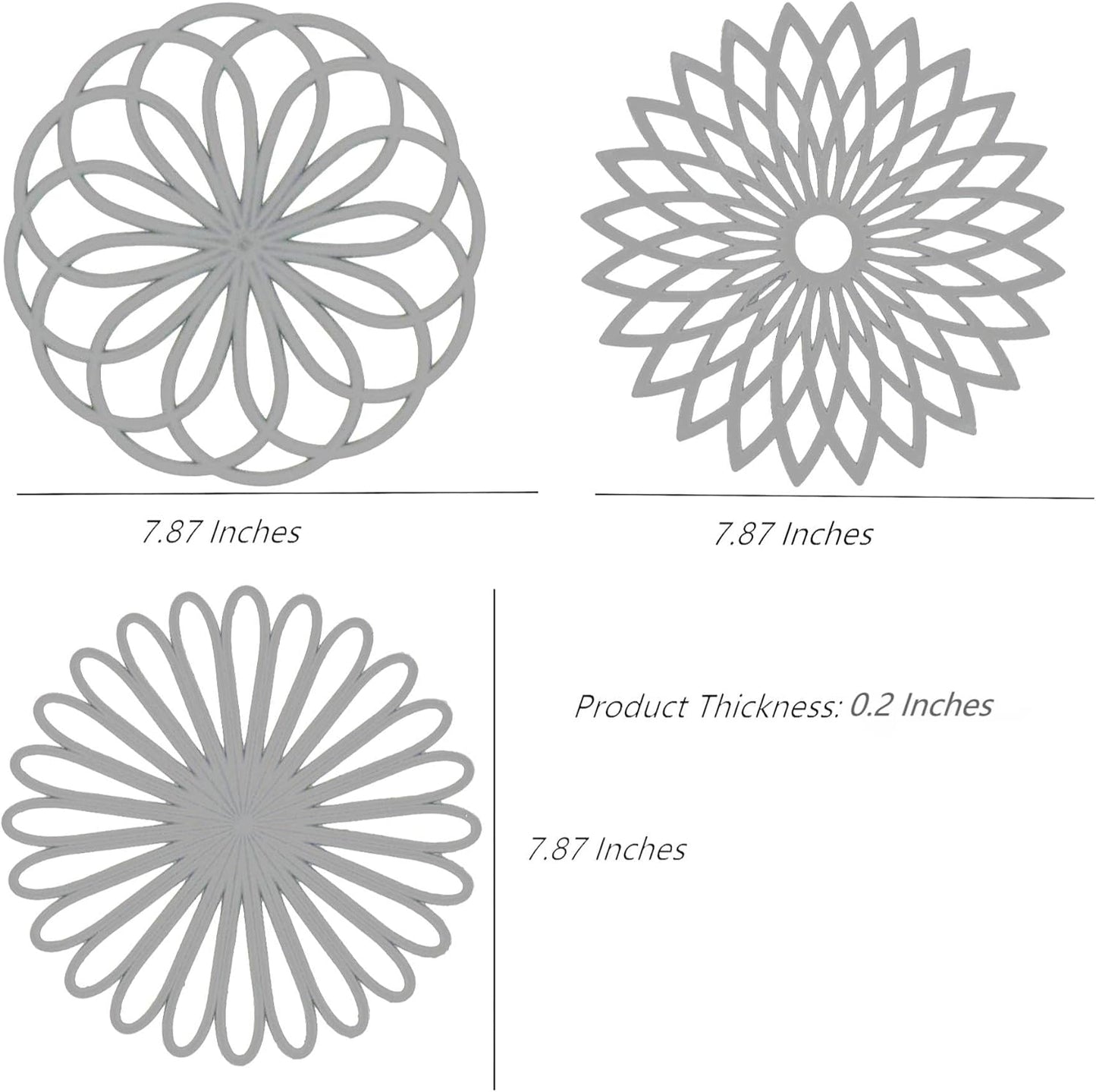 Smithcraft Silicone Trivets for Hot Dishes, Pots and Pans, Trivet Mat Hot Pads for Kitchen Decor, Heat Resistant Mats Countertop, Round Trivets Table &Quartz Countertops White Mats Set 3