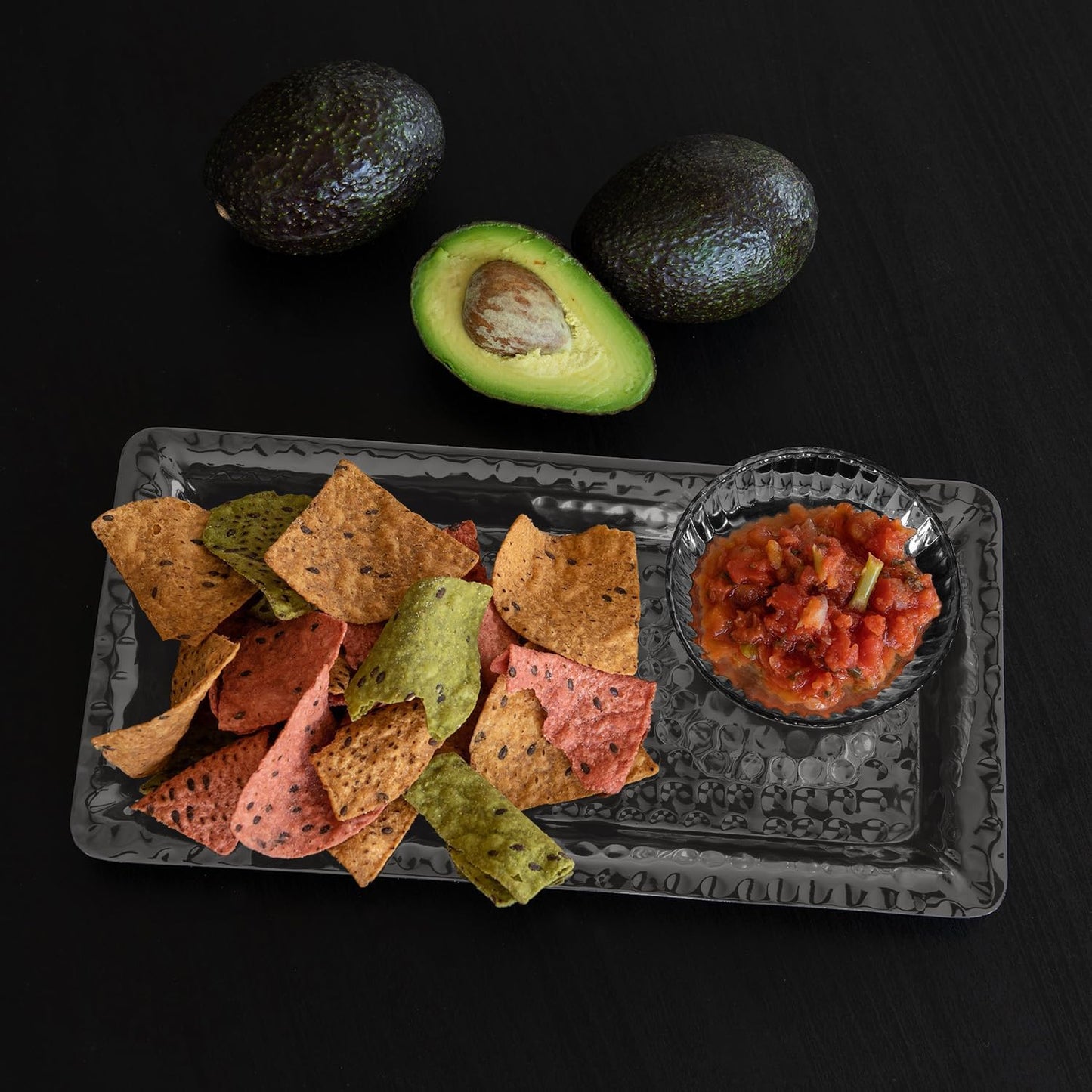 Monarch Abode Hand Hammered Metal Serving Tray, 12-Inch Dark Grey Finish – Rectangle Serving Platter, Small Serving Tray for Party, Fruit Platter, Dessert Trays, Serving Dishes, Pack of 2