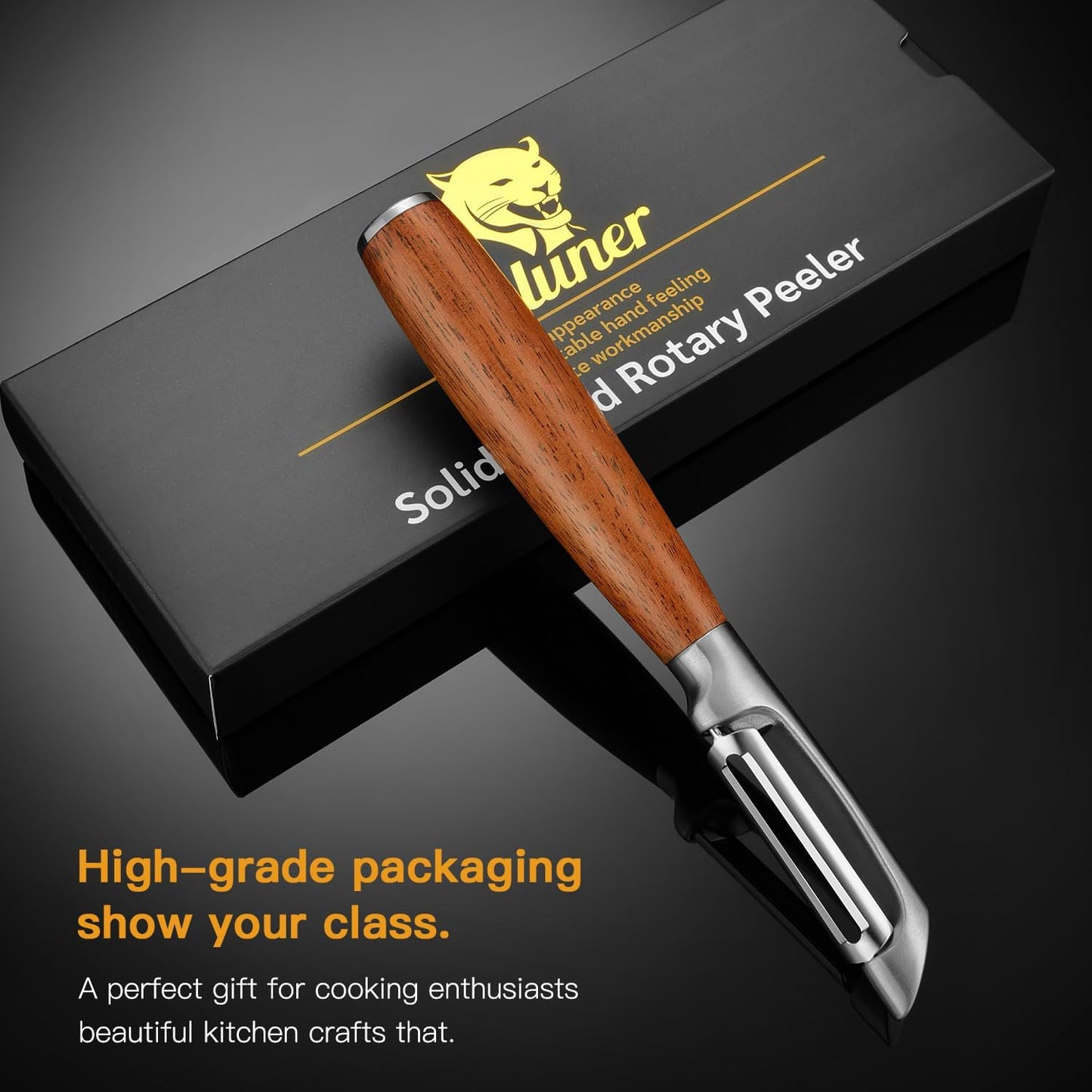 Premium I Type 304 Stainless Steel Multifunctional Kitchen Peeler Real Wood Handle Ultra Sharp Blade Vegetable Potato Apple(Boluoge)