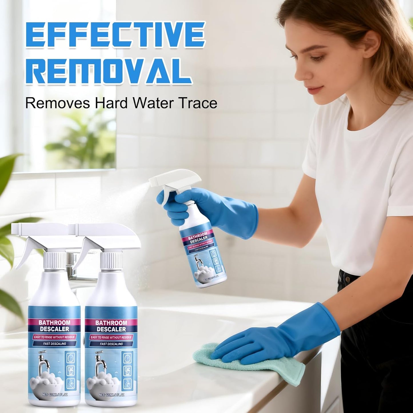 Bathroom Descaler Foam Cleaner, 2025 New Bathroom Descaler, Bathtub Cleaner,Stubborn Stains Cleaner,All Purpose Bathroom Cleaner Foam Spray for Home Kitchen(2pcs)