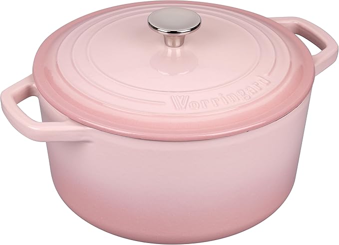 Enameled Cast Iron Dutch Oven Pot with Lid, for Bread Baking, Round Bread Oven- include Sourdough Bread Baking Supplies Set, 6QT, Pink