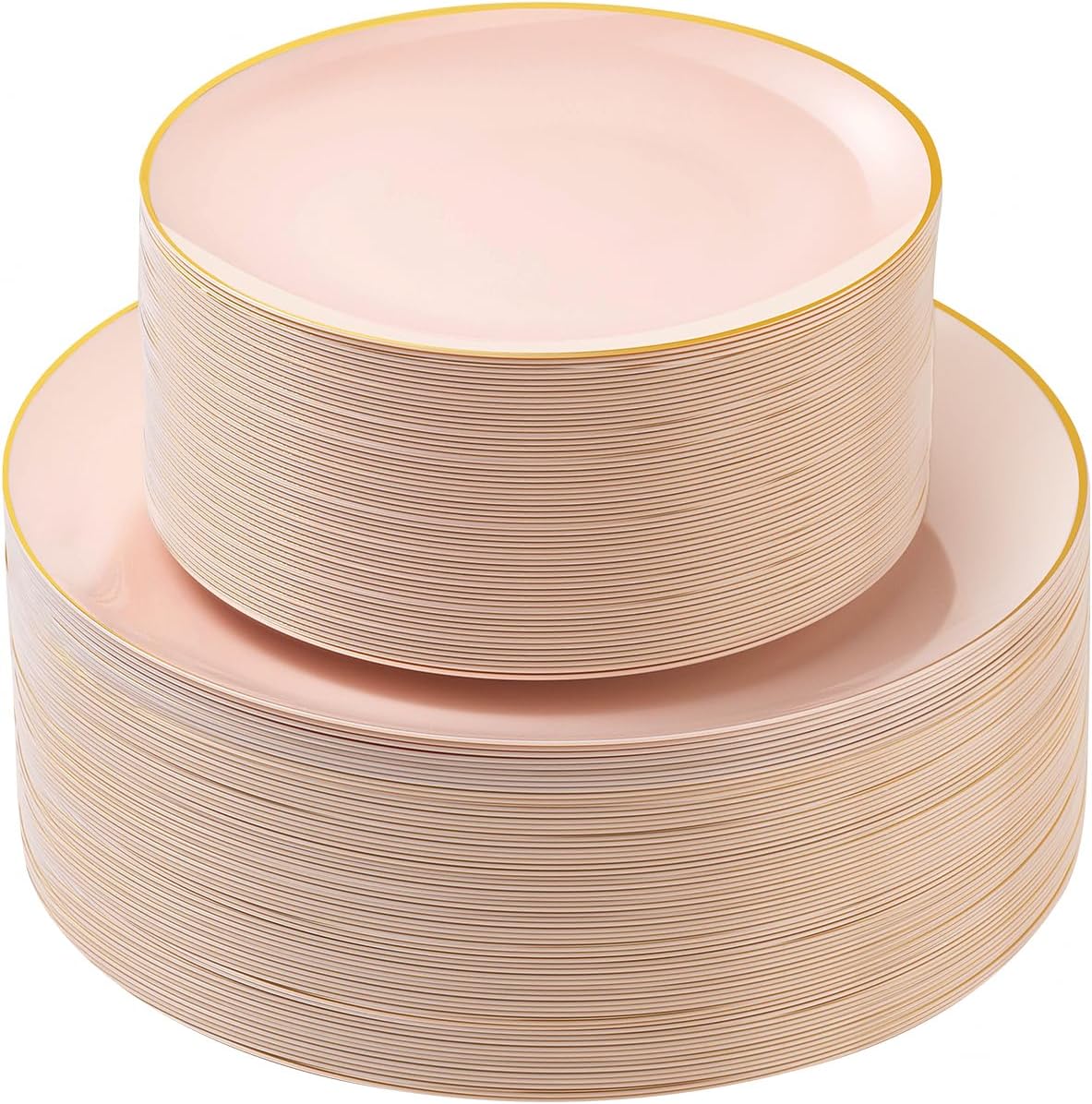100PCS Pink Gold Plastic Plates, Pink Disposable Plates for Party, Wedding and Graduation, Include 50 Dinner Plates, 50 Dessert Plates for 50 Guests