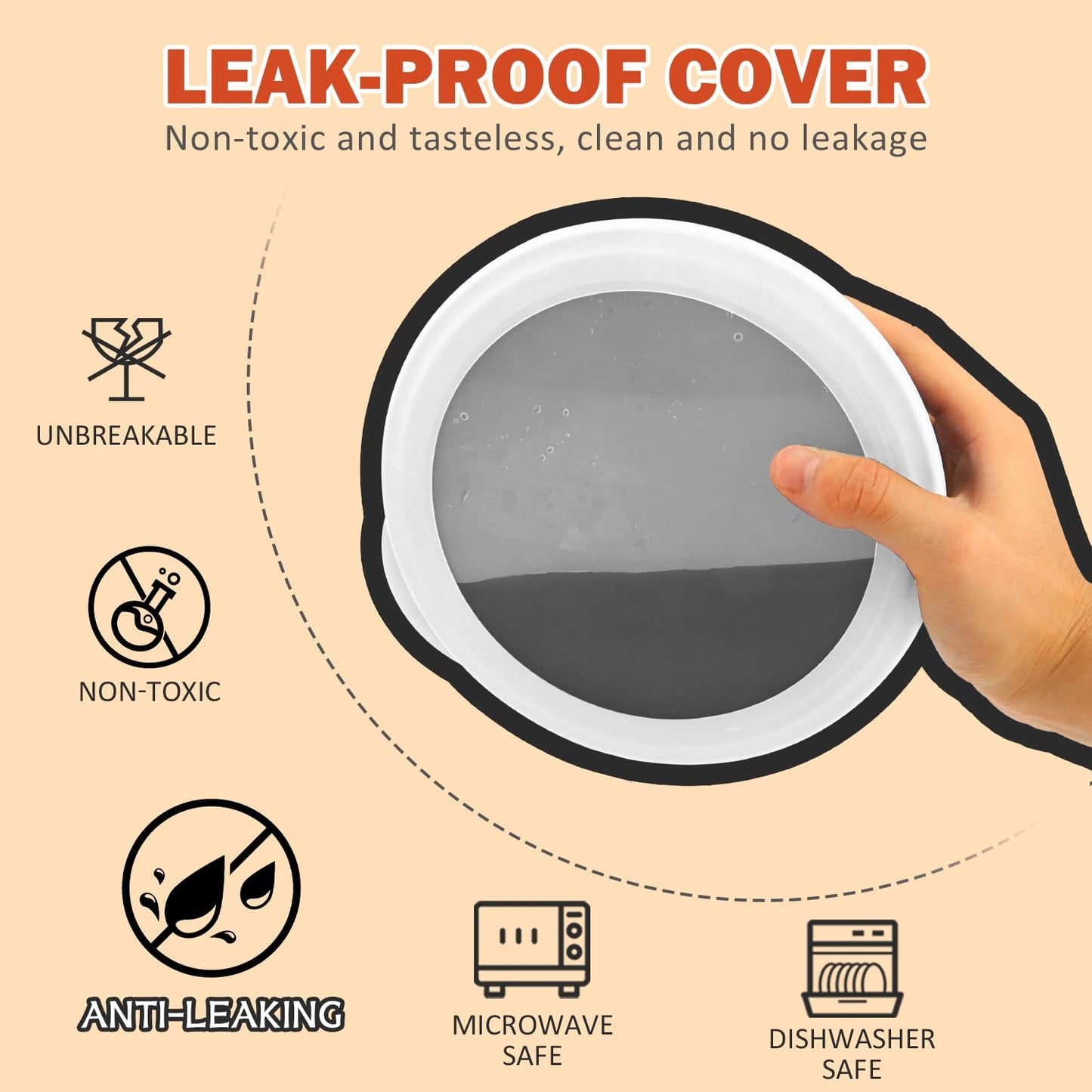 Wrova alternative plastic bowl set with lids,unbreakable wheat straw bowls 40oz suitable for indoors and outdoors,overnight foods container with cover. White