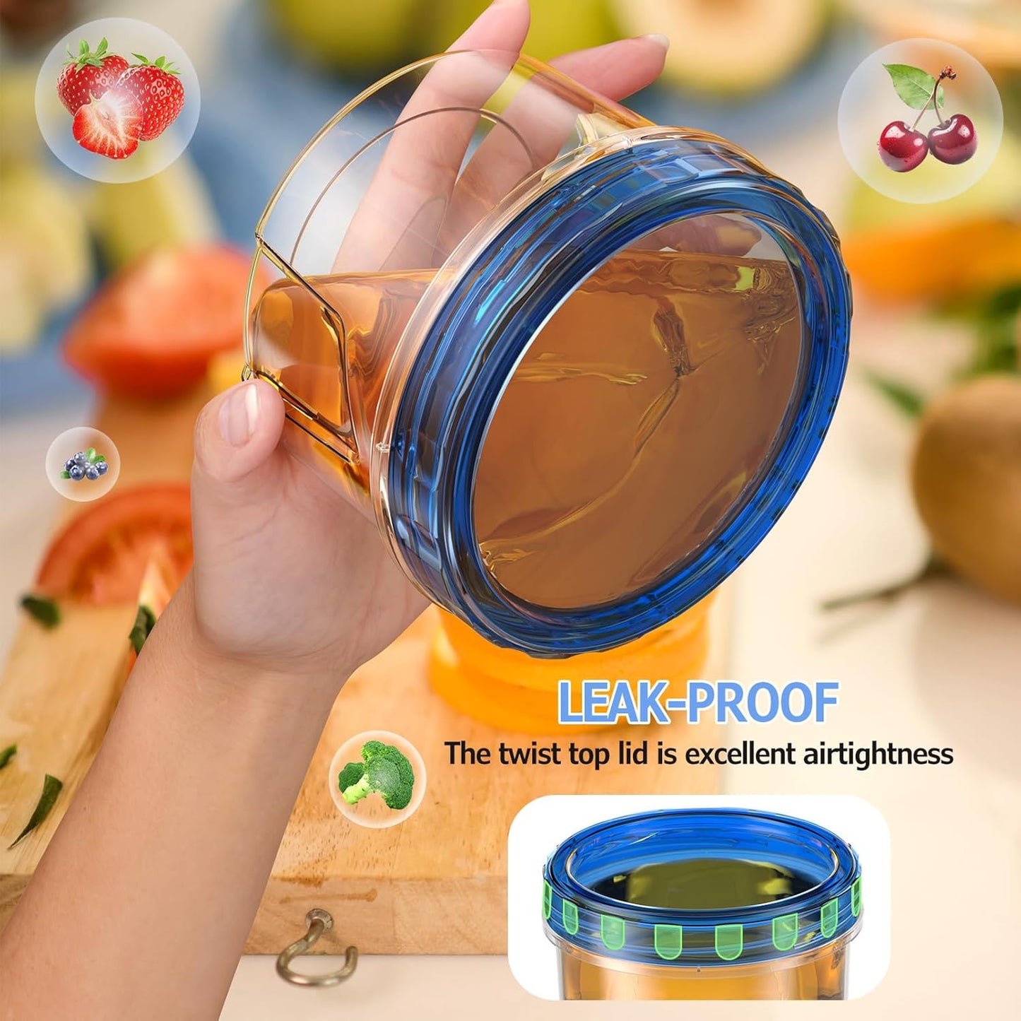 6 Pack-16 OZ Freezer Storage Containers, Small Plastic Containers with Twist Top Lids, Round Food Storage Containers, Reusable Soup Container Microwave/Dishwasher Safe