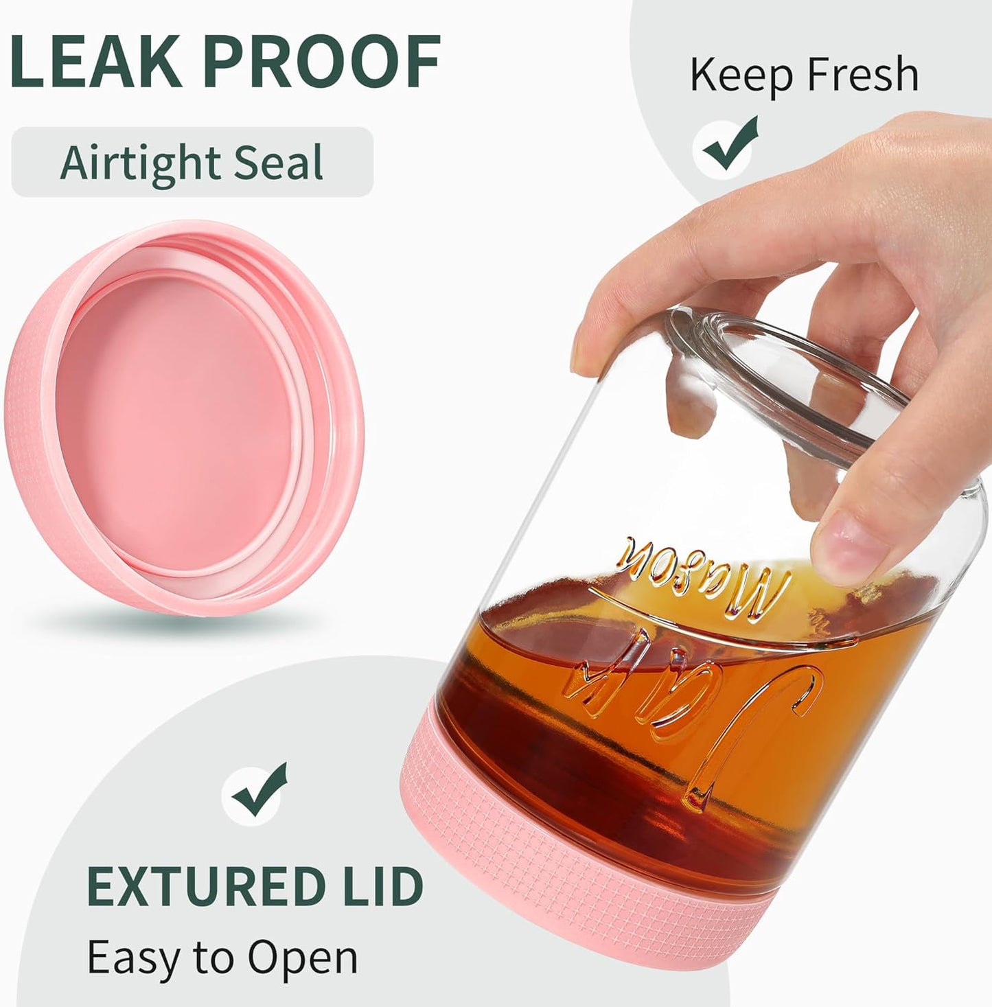 6-Pack 16oz Overnight Oats Containers with Airtight Lids - Glass Mason Jars with Measurement Marks for Yogurt, Meal Prep & Chia Pudding, Stackable & Leakproof