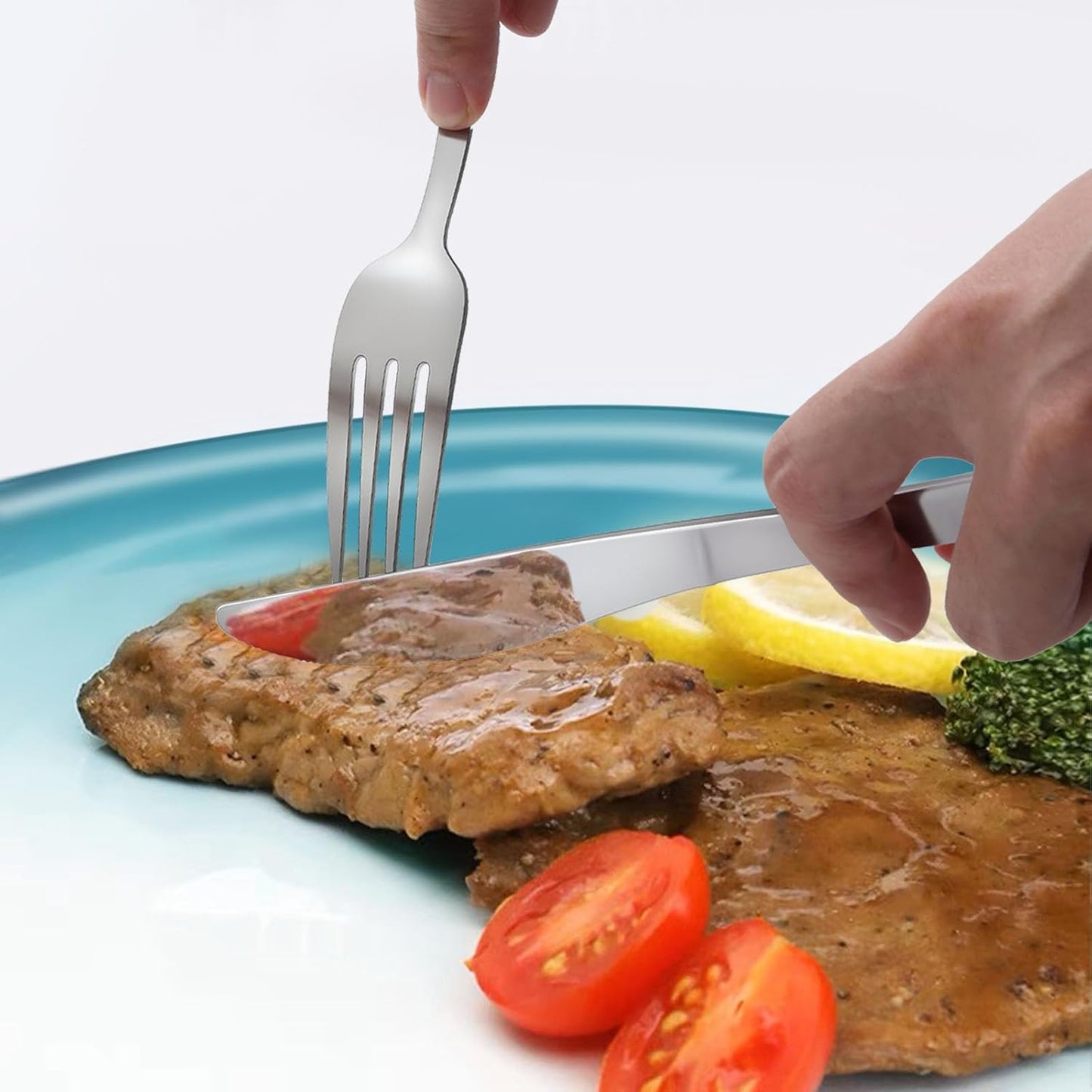 24 Pieces Forks and Knives Set, Food Grade Stainless Steel Silverware Set with 12 Knives & 12 Forks, Fork Silverware, Butter Knife, Metal Fork & Dinner Knives, Mirror Polished, Dishwasher Safe