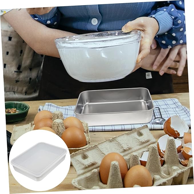 Stainless Steel Baking Pan with Fresh-keeping Lid Deep Bbq and Food Storage Container High-temperature Resistant for Outdoor Picnics and Family Gatherings