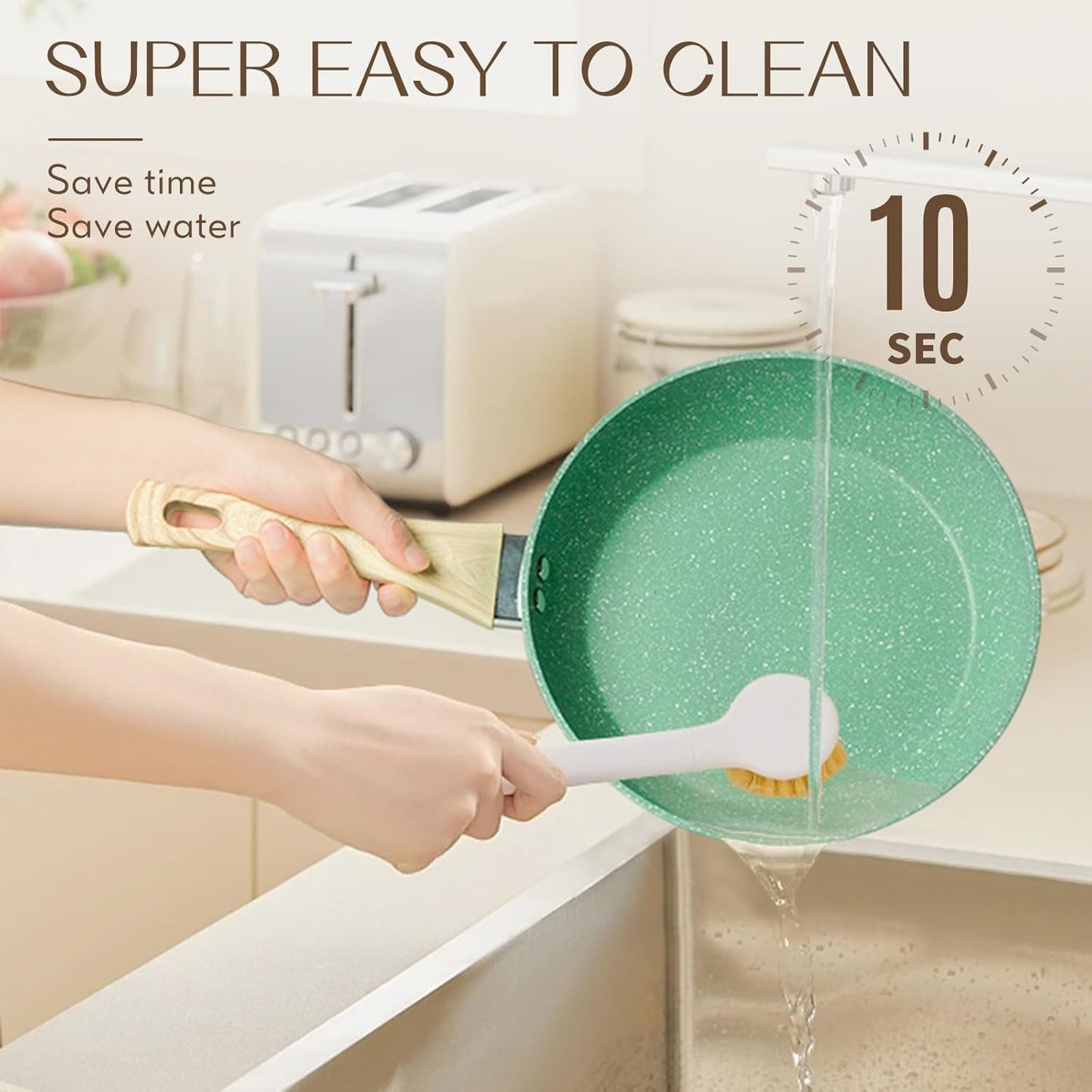 Innerwell Nonstick 9.5 Inch Skillet, Aluminum, Non-Toxic, PTFE & PFOA Free, Suitable for All Stovetops, Easy to Clean, Multipurpose