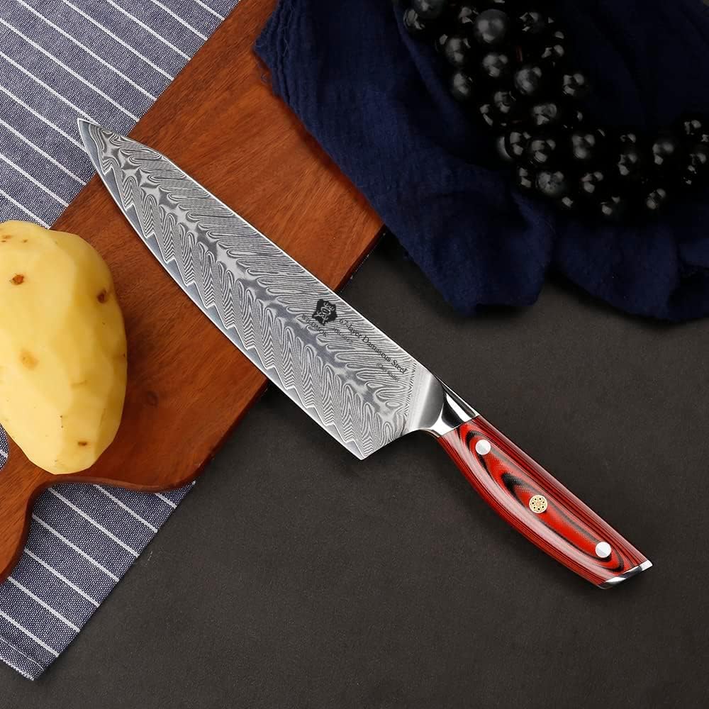 WILDMOK Damascus Chef Knife, 8 Inch Professional chef's knives, Japanese Ultra Sharp Kitchen Knife Full Tang G10 Handle, Japanese damascus knife Including Gift Box