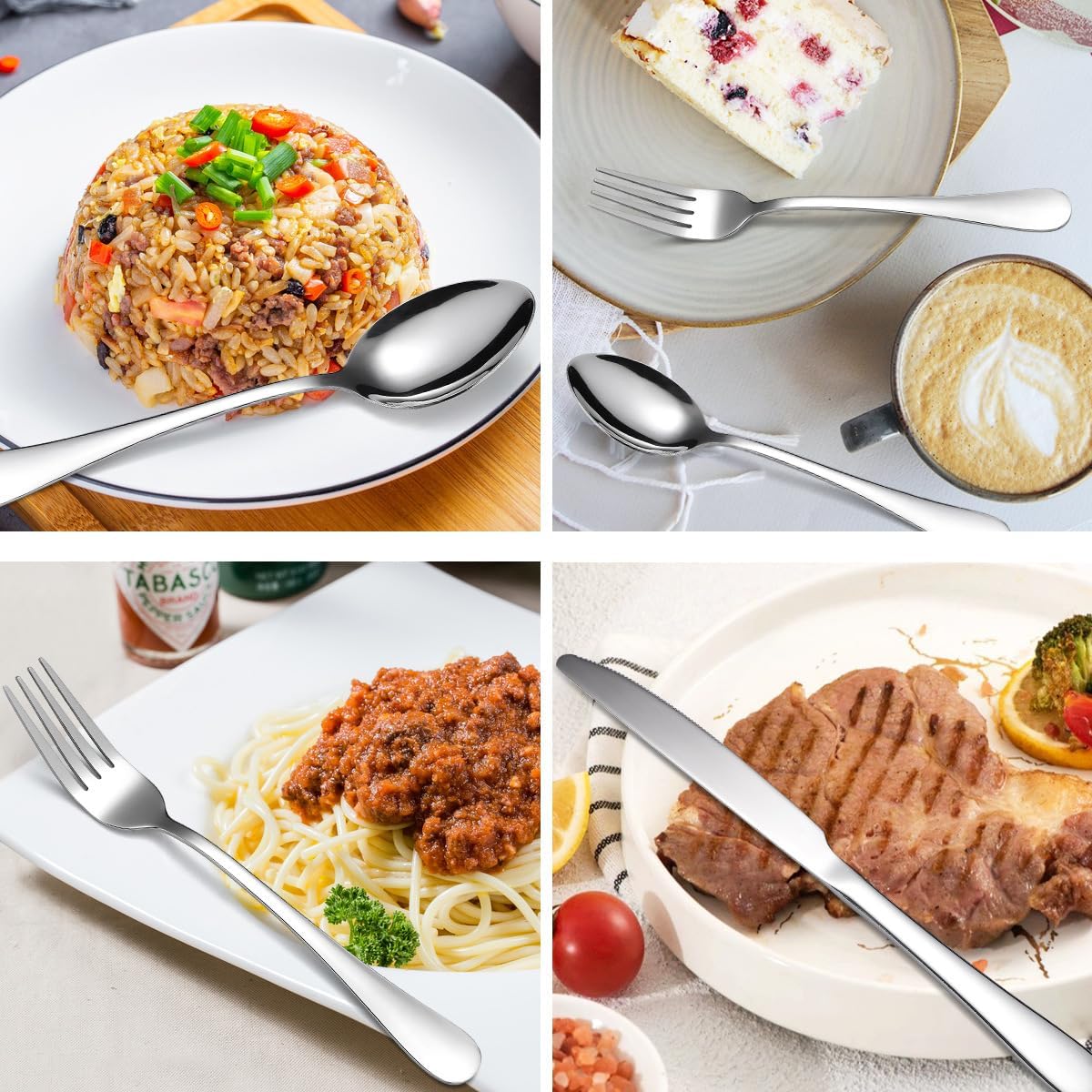 Modern Flatware Silverware Set for 4 Stainless Steel Cutlery 24 Pieces include Forks Spoons Knives Mirror Polished Dishwasher Safe Home and Restaurant Utensils