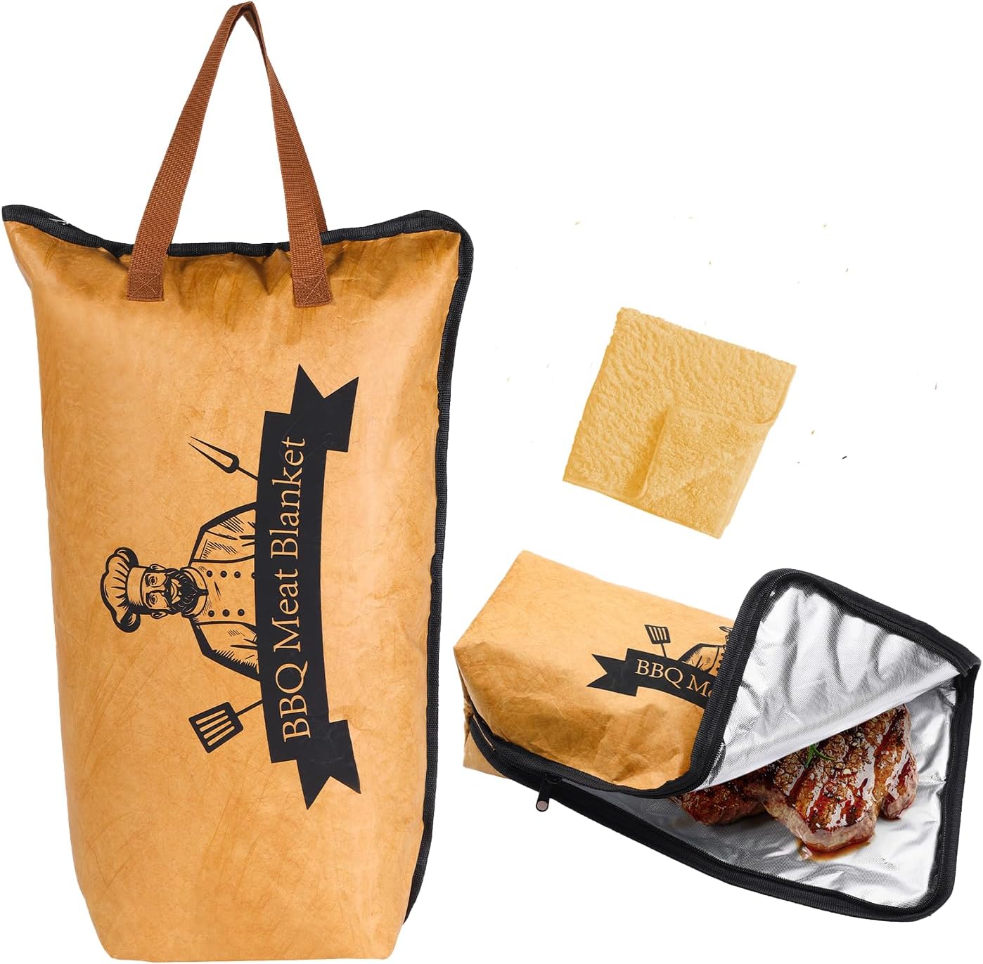 Food Grade FDA Compliant. Non-Toxic Reusable BBQ Meat Blanket, Meat Resting Bag, BBQ Blanket for Resting Meat, Barbecue Blanket 21in for Brisket &Turkeys Bonus an Absorbent Towel, Gifts for Men