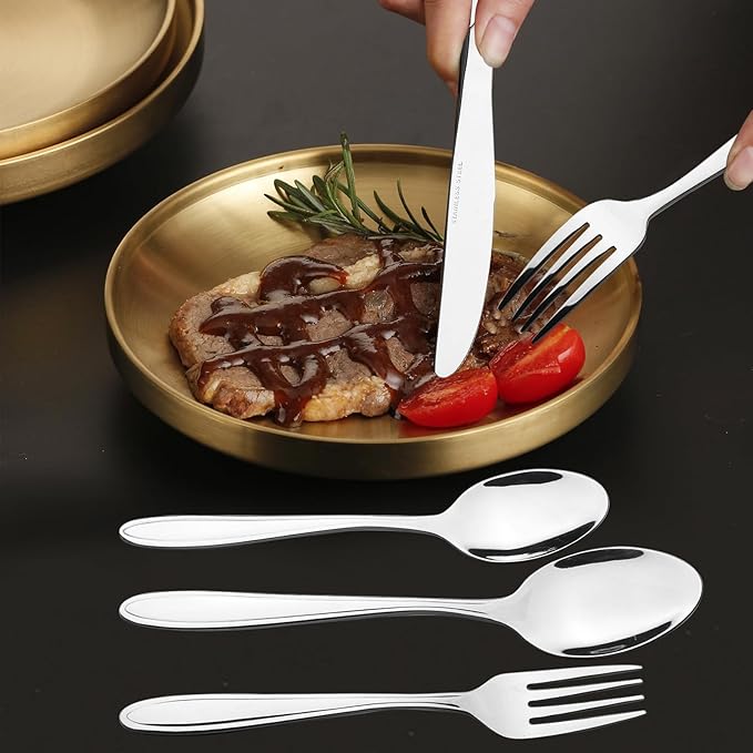 Hespama 60 Pieces Silverware Set Service for 12, Stainless Steel Kitchen Flatware