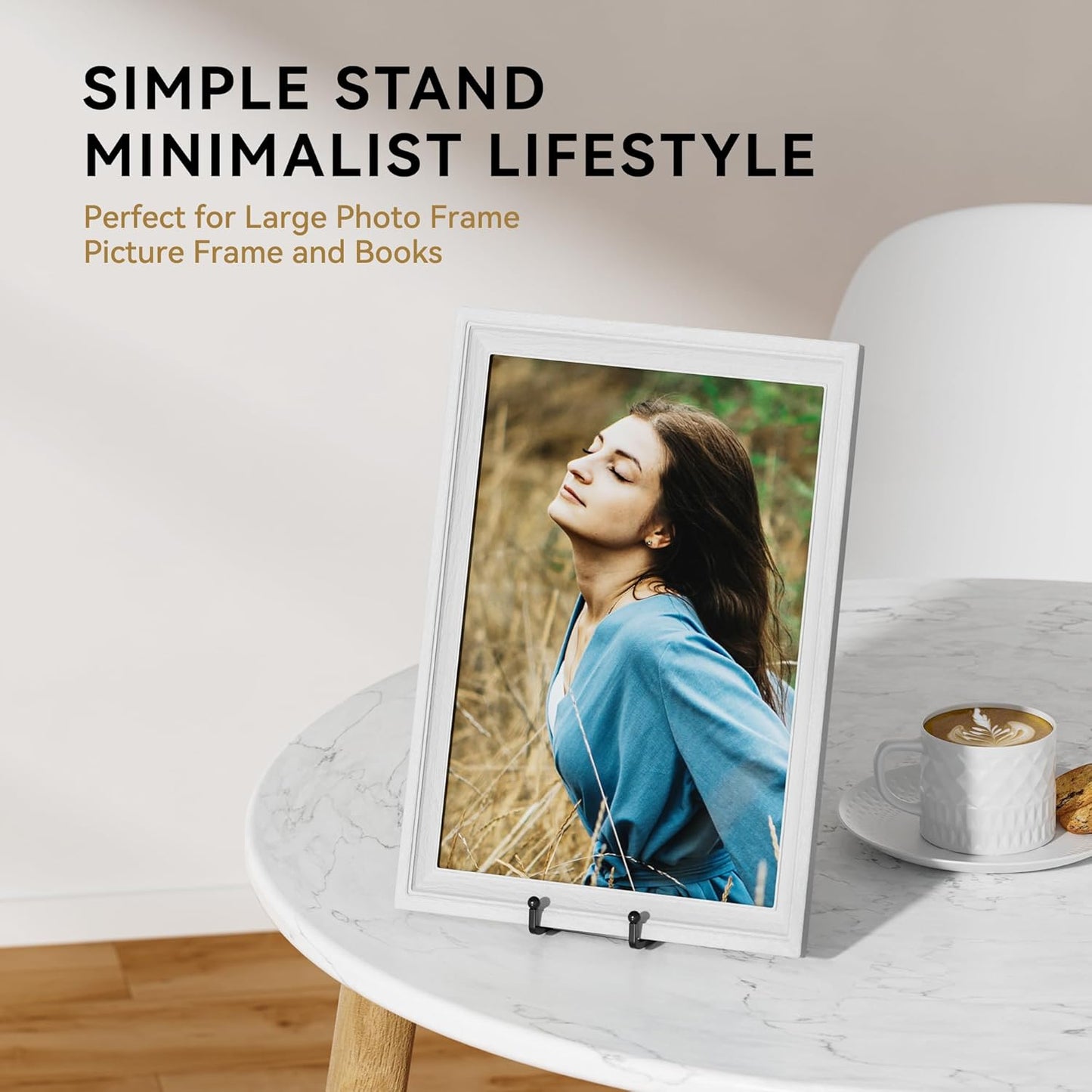 4 Pack 10 Inch Large Plate Stands for Display - Metal Square Wire Plate Holder Display Stand + Picture Stand for Book, Platter, Plaque, Photo Easel