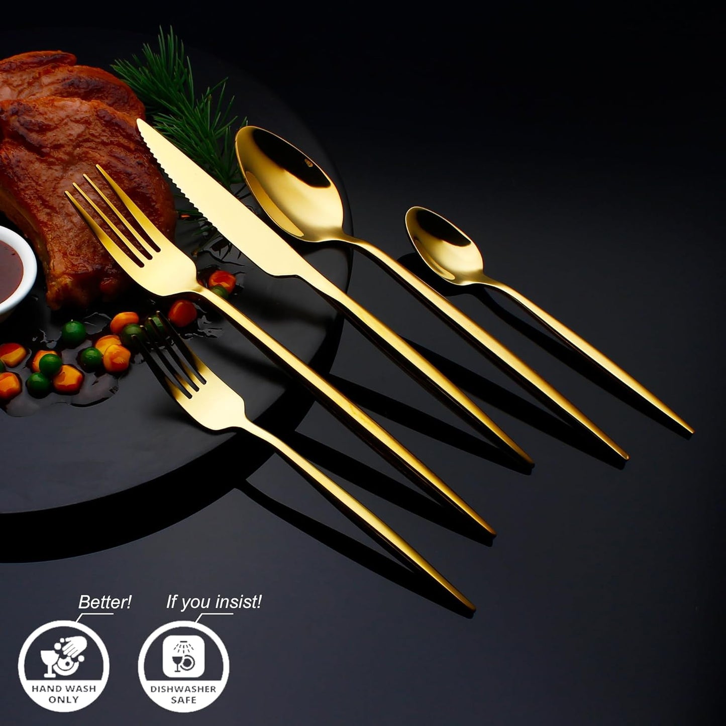 20 Piece Luxury Silverware Set for 4 Gold Mirror-Polished 18/10 Stainless Steel Heavy Flatware Set Modern Cutlery Set Knife/Fork/Spoon with Gifts for Home & Restaurant