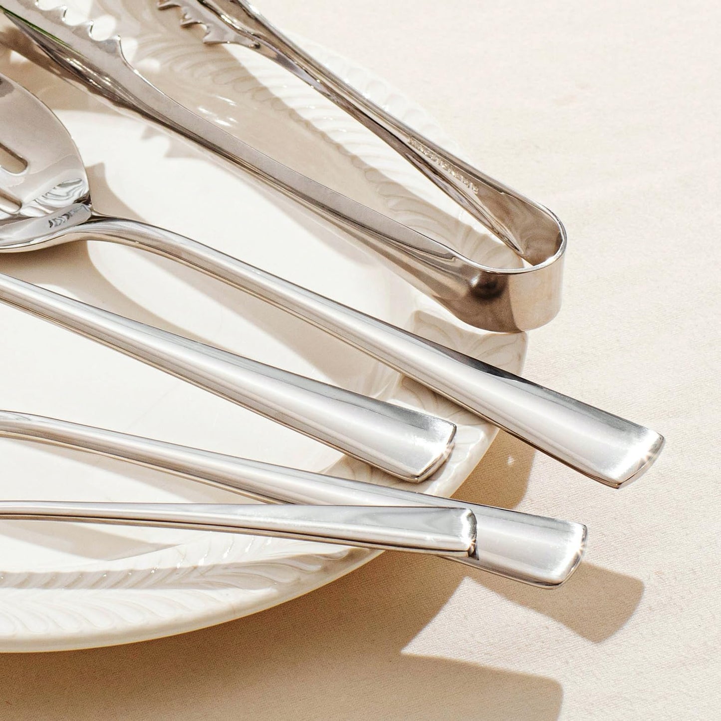 KINGSTONE 10 Piece Serving Utensils Set, 18/10 Stainless Steel Serving Utensils, Slotted Spoon, Fork, Tong, Soup Ladle, Cake Server, Butter Knife and Ice Tong for Buffet, Parties, Kitchen,Entertaining
