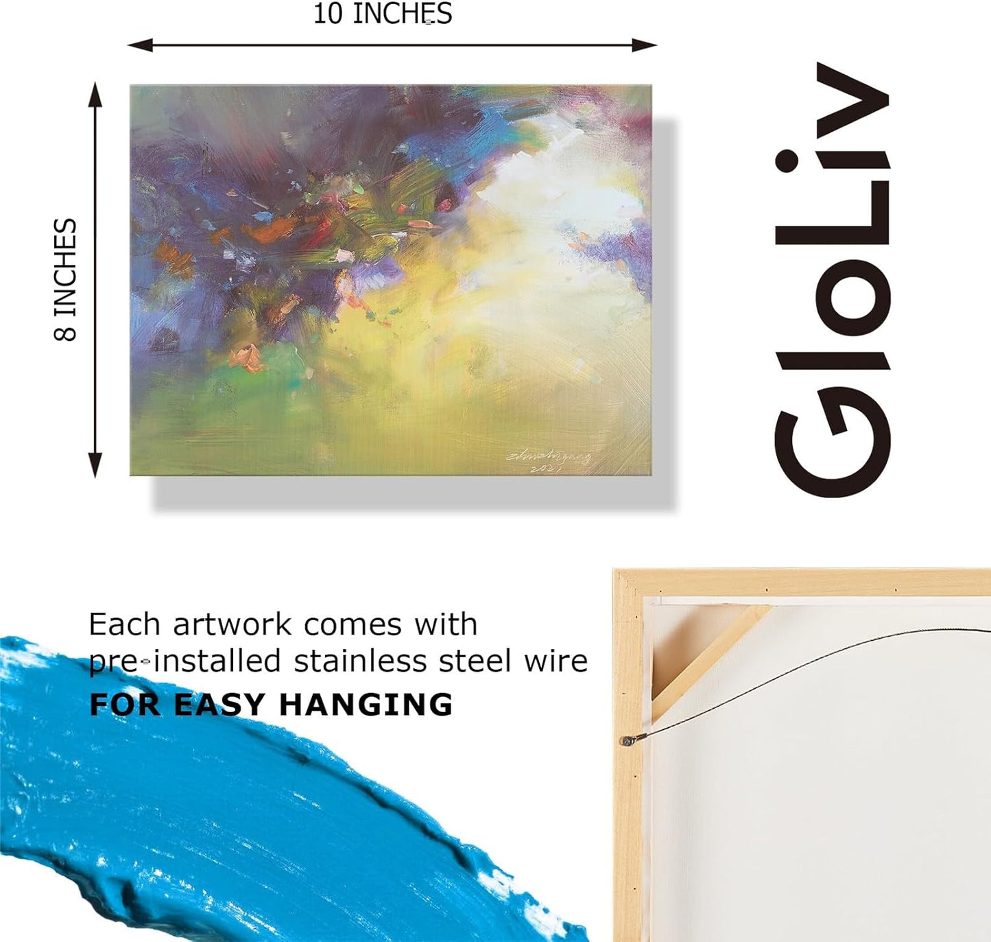 Gloliv Canvas Wall Art for Living Room – Abstract Wall Decor Painting, Artist-Authorized Reproduction Print – Modern Canvas Prints for Office, Bedroom, Bathroom & Kitchen Home Decor 10"x8"