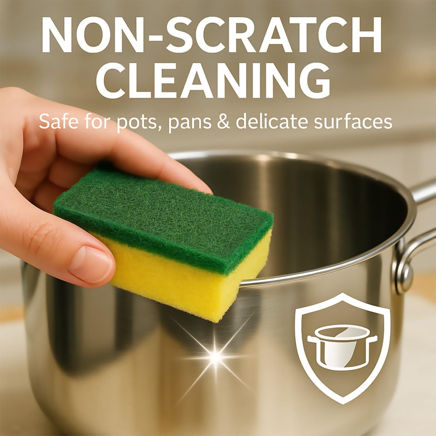 Dish Sponge, Non Scratch Sponges, Heavy Duty Scrub Sponge 24 Pack, Kitchen Scrub Sponges, 2.8x4 inch, Pads for Dishes, for Use Everyday for Tough Messes dualsided SPONGE WORLD