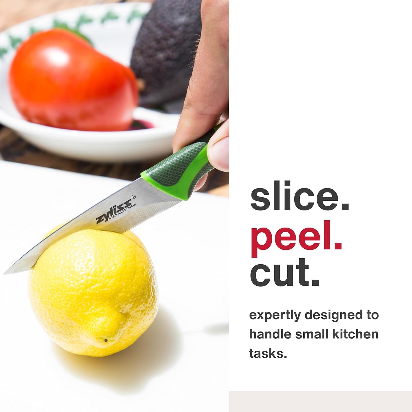 Zyliss Utility Kitchen Knives with Sheath Covers - Dishwasher Safe - Stainless Steel Kitchen Knives Perfect for Cutting Meat, Vegetables & Fruit - 2 Piece 3.25" Paring Set