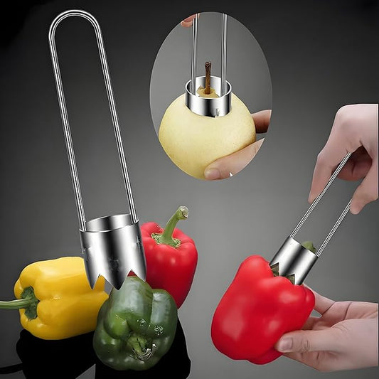 Fruit and Vegetable Corer Pepper Seed Apple Remover Bell Pepper Tomato Corer Tool Stainless Steel Kitchen Gadget