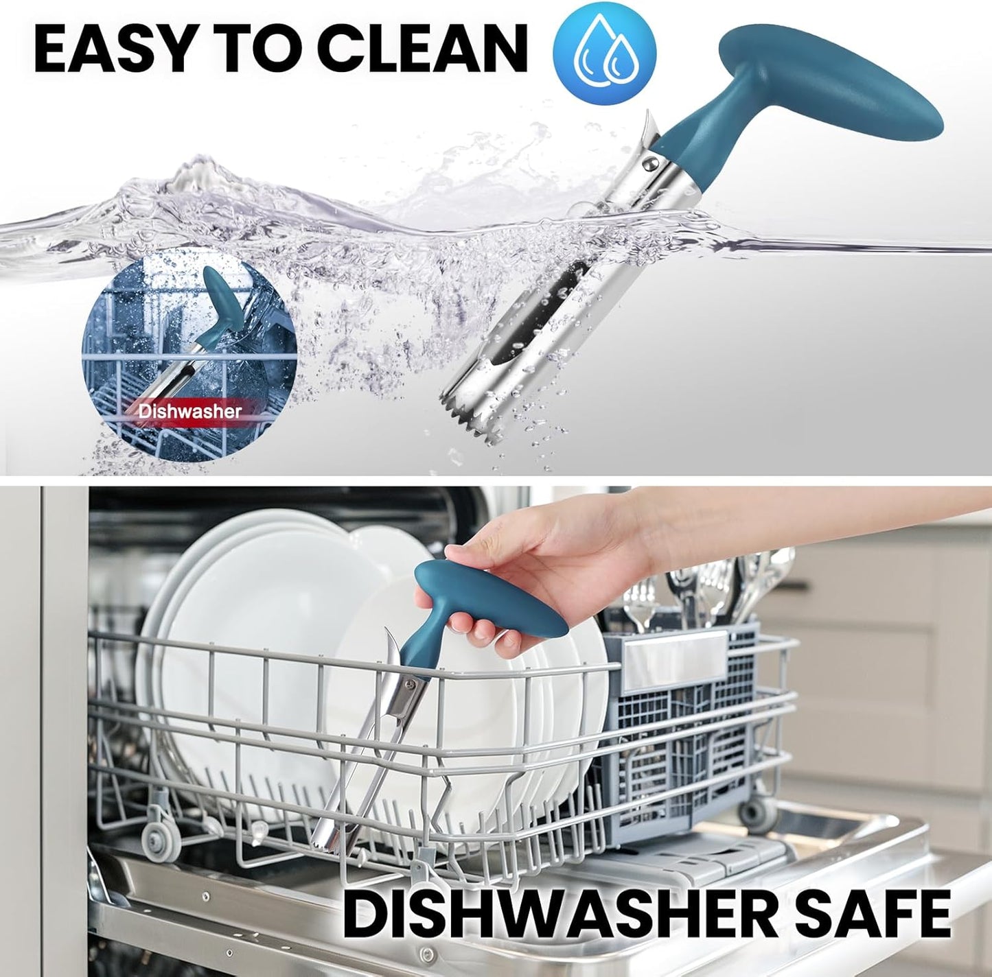 SCHVUBENR Premium Apple Corer Tool - Easy to Use and Clean - Sturdy Apple Remover with Sharp Serrated Tips - Stainless Steel Corers for Apple and Pear - Core Fruits with Ease (Blue)