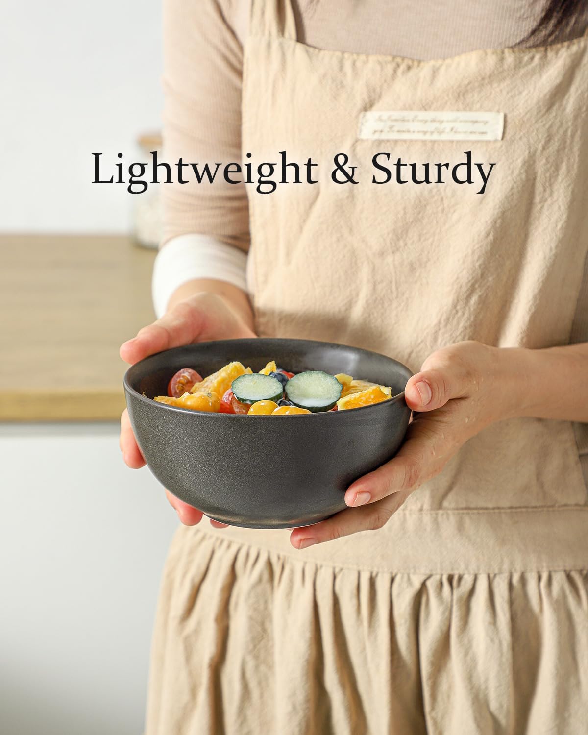 Cereal Bowls, 24 oz Soup Bowls Set of 4, Ceramic Bowls Set for Salad, Fruit, Breakfast, Dessert, Stoneware Bowls for Kitchen, Dishwasher & Microwave Safe, Matte Black