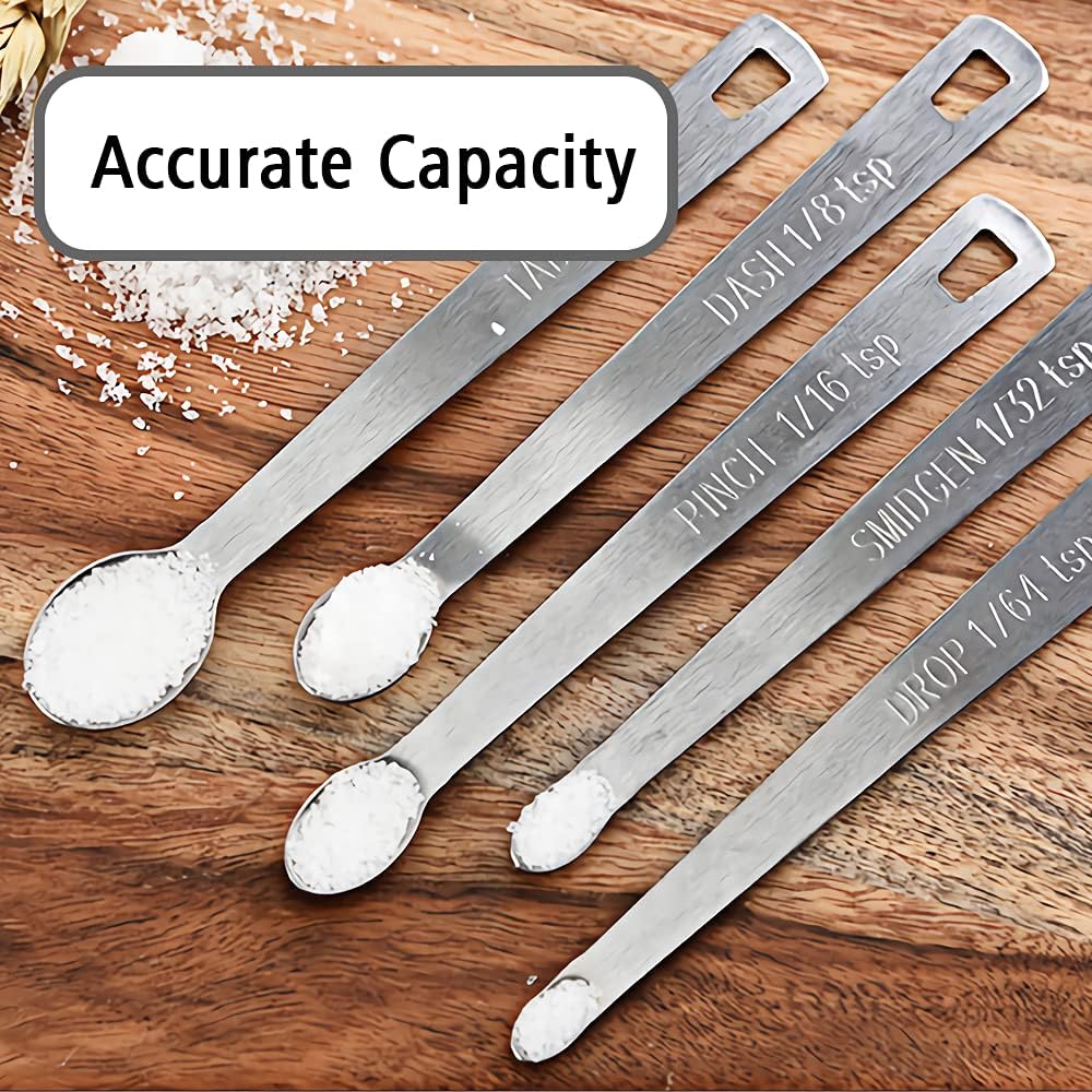 5PCS 1/32 Teaspoon(1/32tsp, 0.16ml, Smidgen) Single Tiny Measuring Spoon, Small Individual Stainless Steel Measure Spoons Only