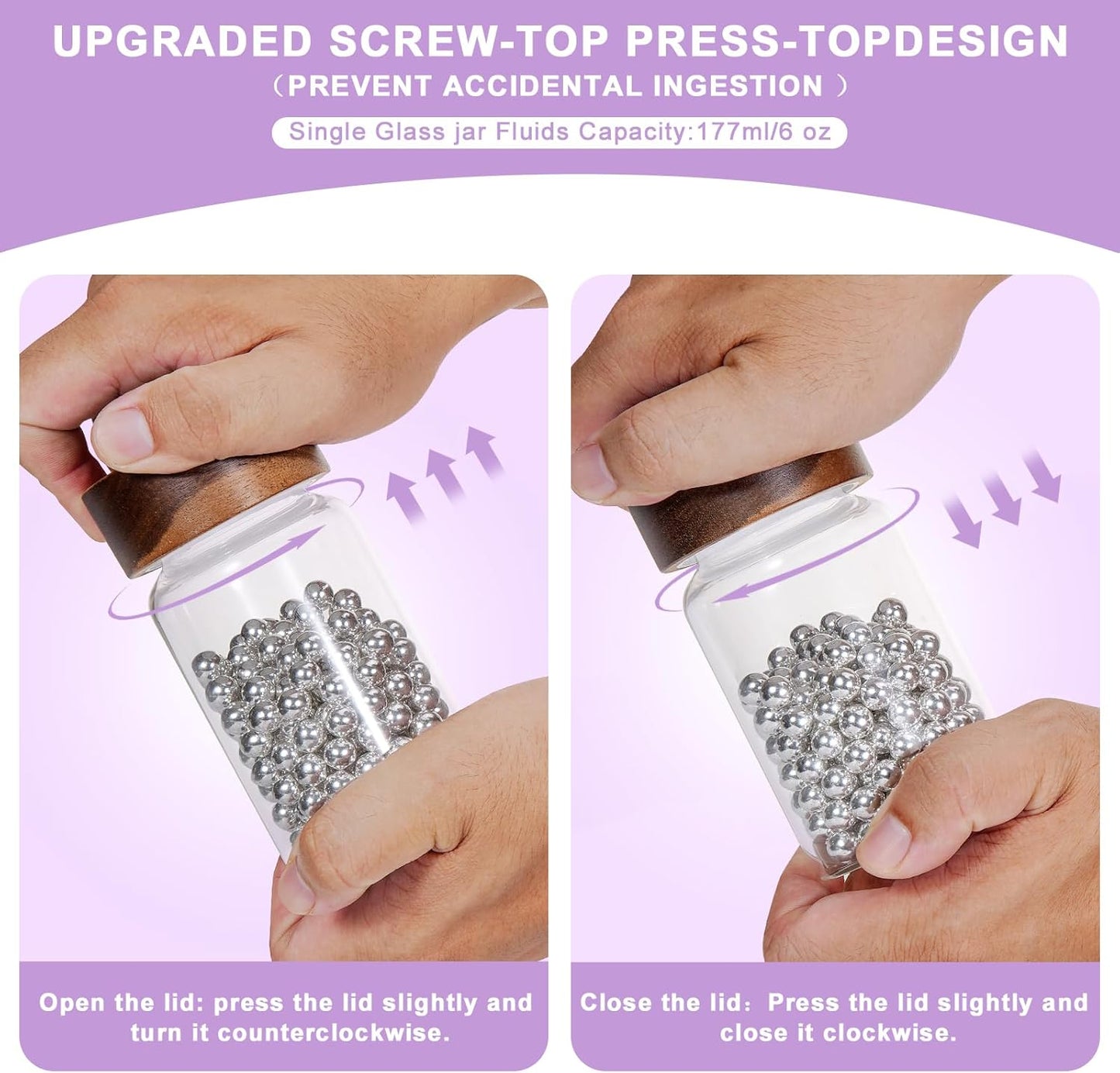 Glass Spice Jars Seasoning Containers Small Glass Jars with Lids Airtight Food Storage Canister for Kitchen Pantry Sugar Tea Coffee Bean Nuts Cookies Herbs Salt (6oz(177ml)*6 pack)